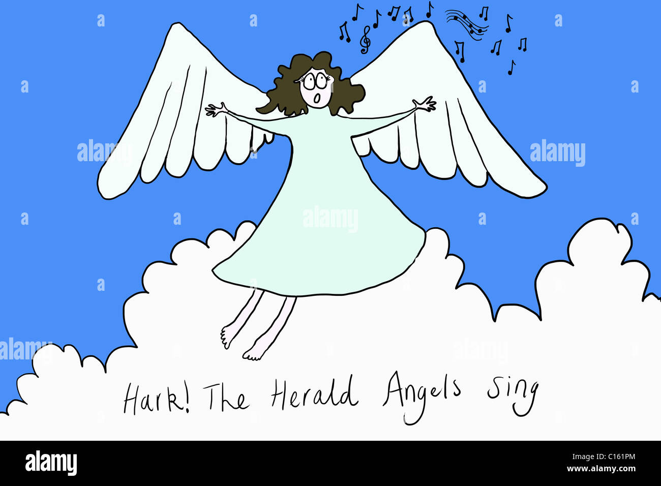 Engel singen Hör Herald Angels Sing, Abbildung Stockfoto