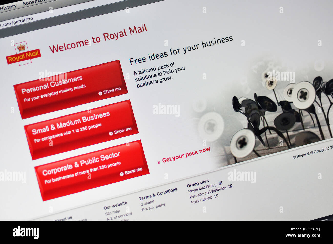 United Kingdom Royal Mail-website Stockfoto