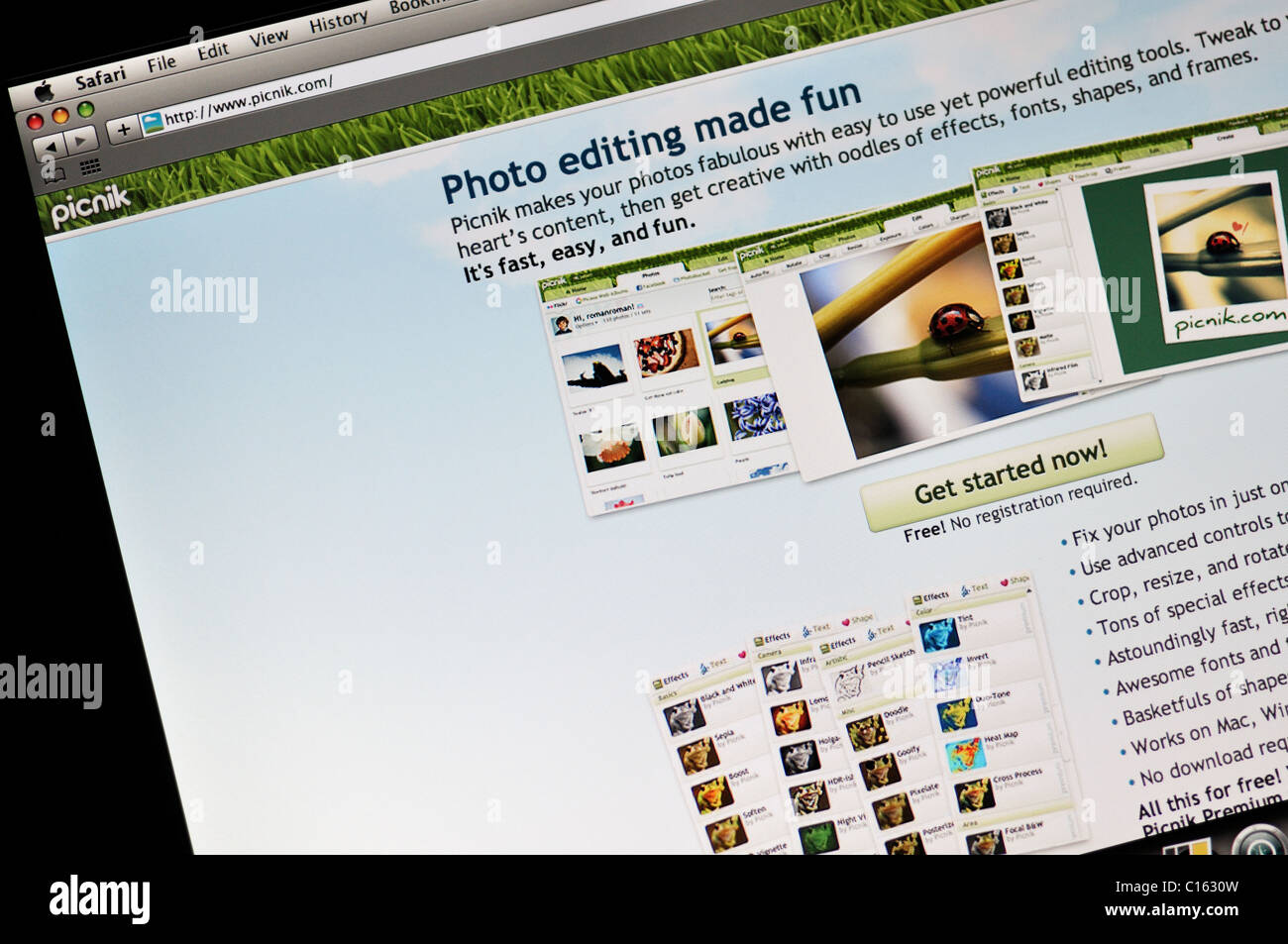 Picnik-Foto-Bearbeitungs-website Stockfoto