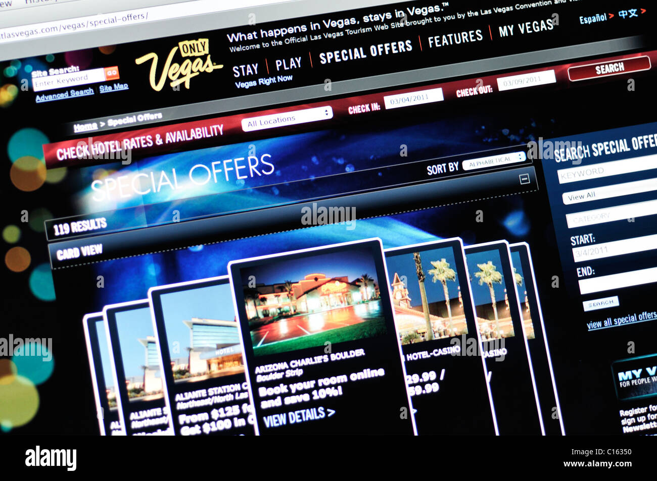 Las Vegas-offizielle Tourismus-website Stockfoto