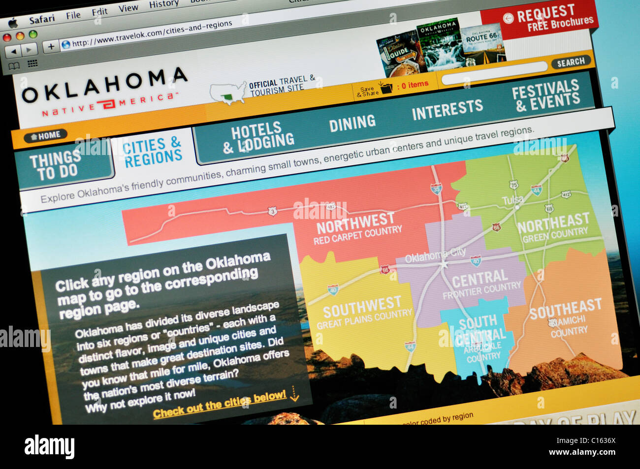 Oklahoma offizielle Tourismus-website Stockfoto