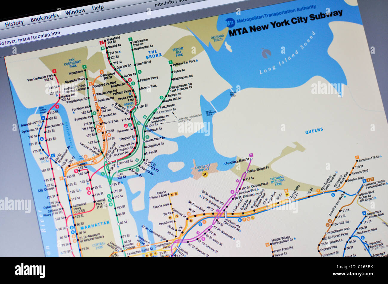 New York City Subway Map Webseite Stockfoto