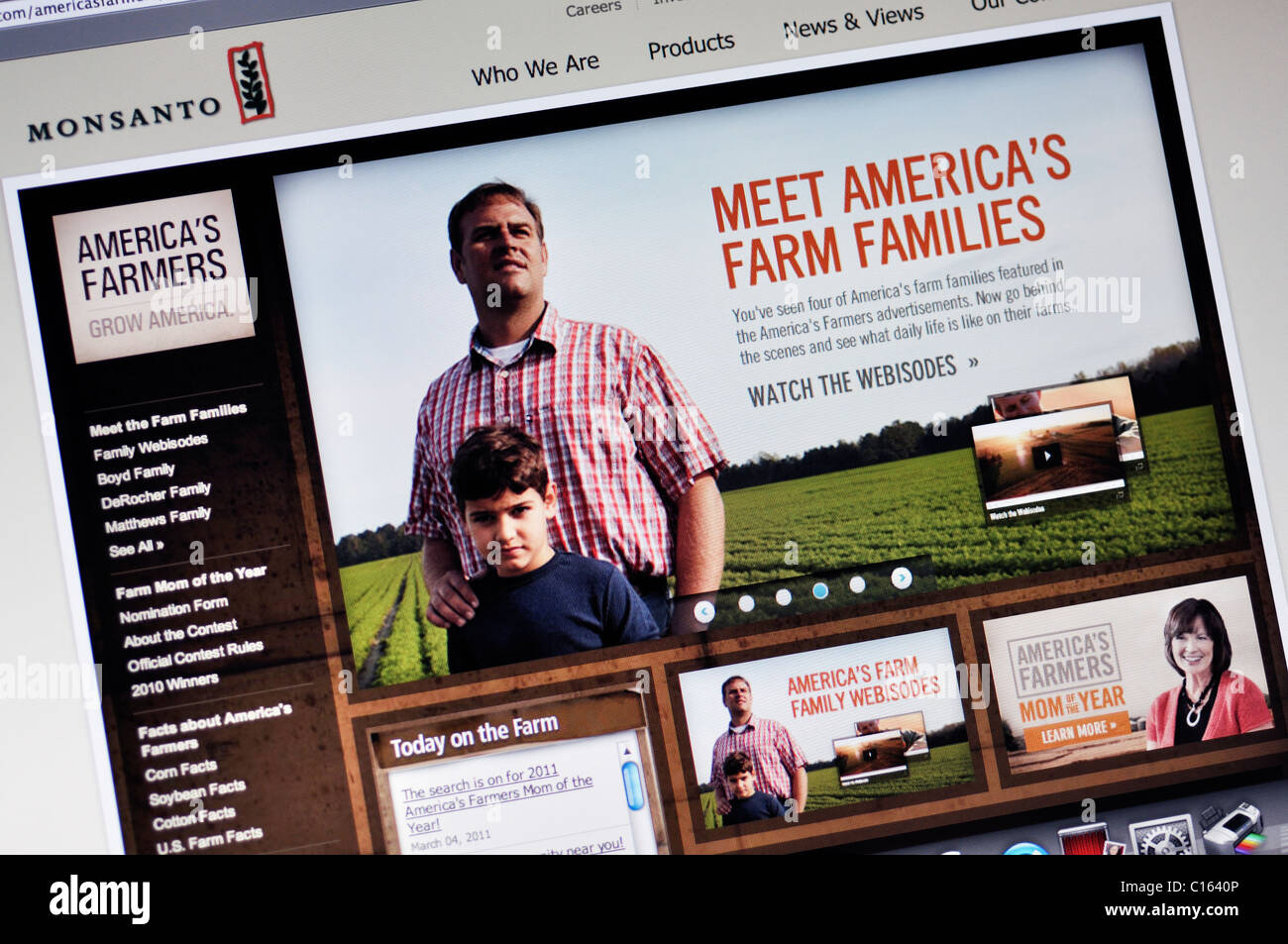 Monsanto-Website - genetisch veränderte Lebensmittel und Saatgut corporation Stockfoto
