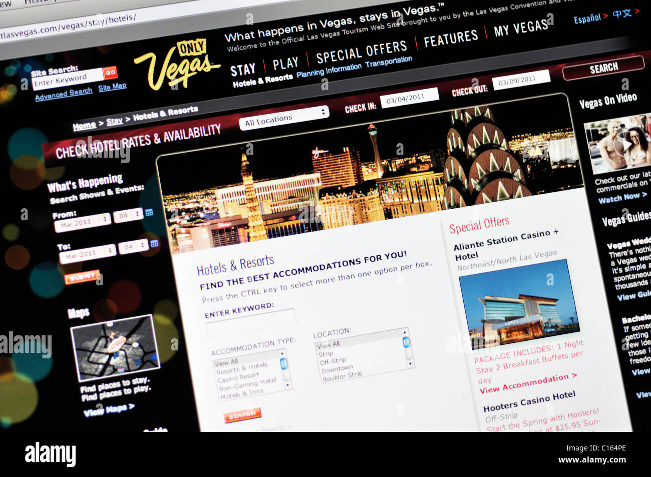 Las Vegas nur Tourismus Webseite Stockfoto