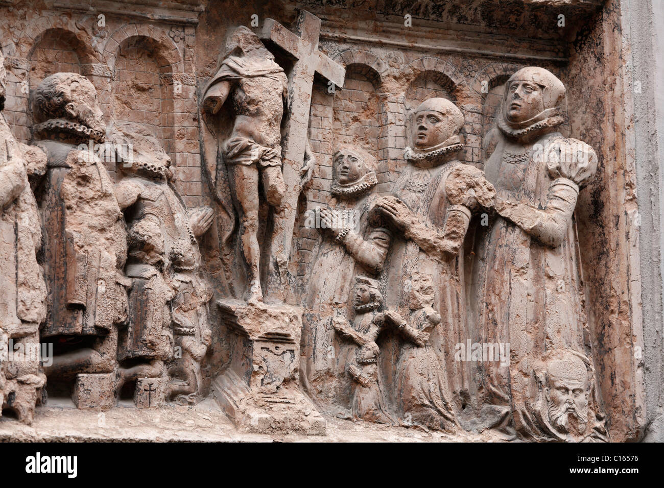 Epitaph an der Außenwand der Frauenkirche Dom, München, Bayern, Deutschland, Europa Stockfoto