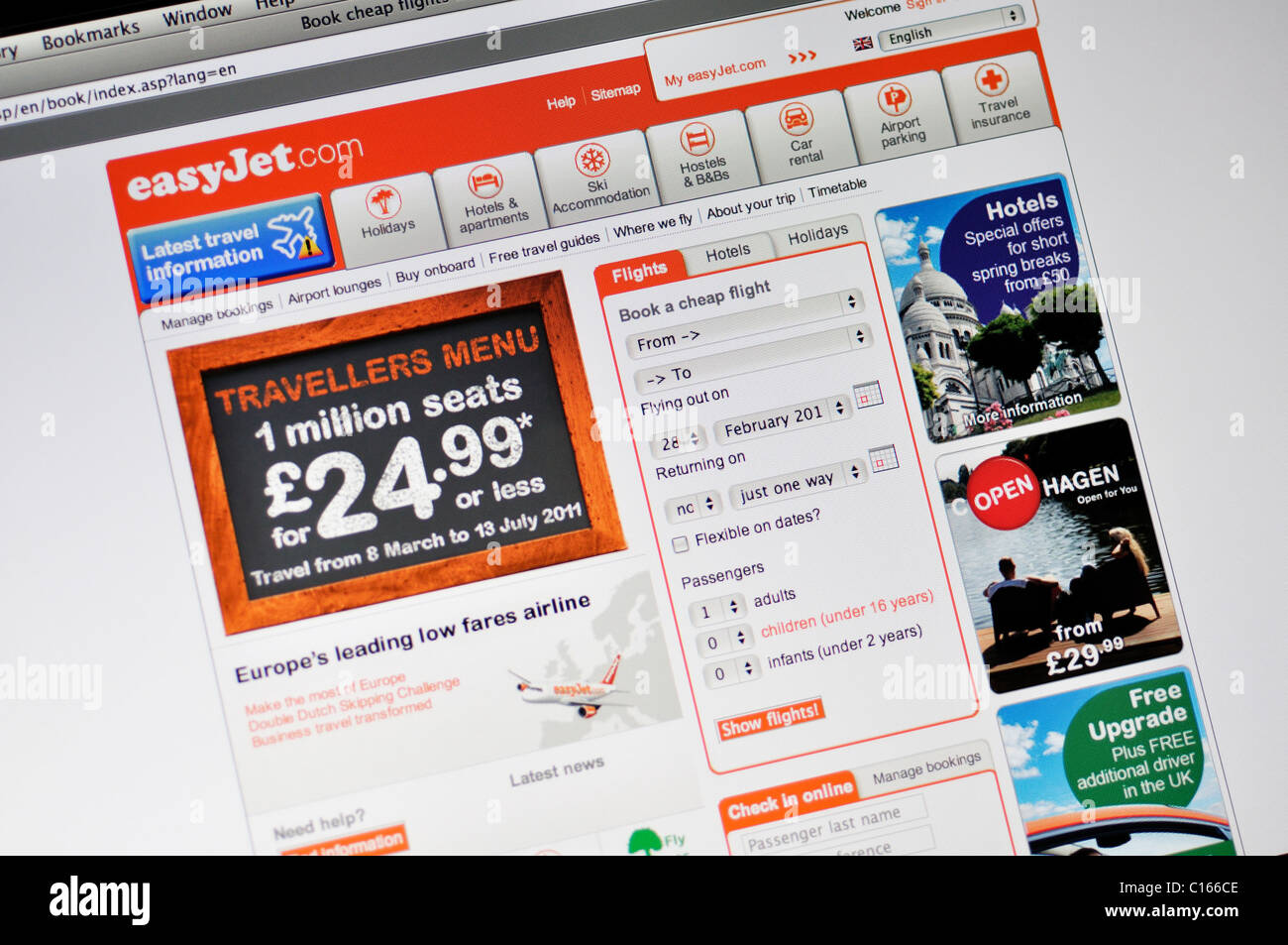 Website von EasyJet Airlines Stockfoto
