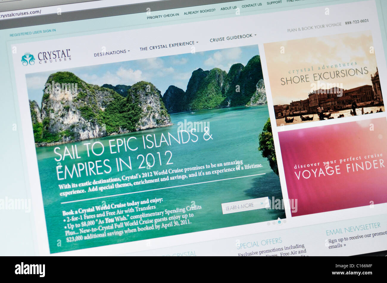 Website für Crystal Cruise line Stockfoto