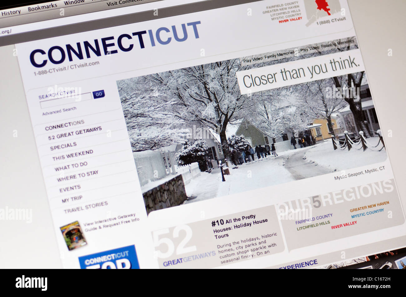 Connecticut offiziellen staatlichen Tourismus-Büro-website Stockfoto