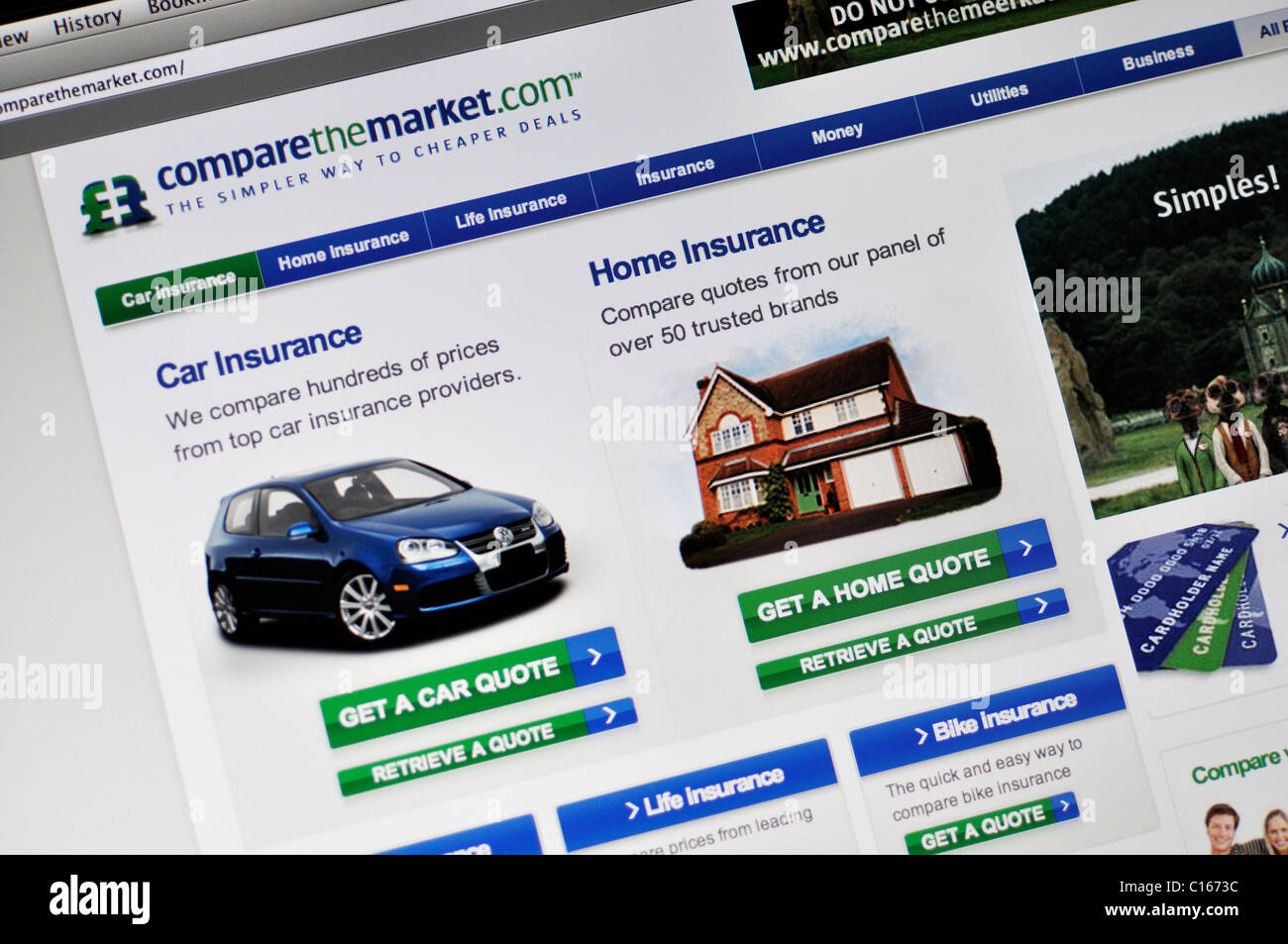 Comparethemarket Website - Online-Produkte und Dienstleistungen-Vergleich Stockfoto