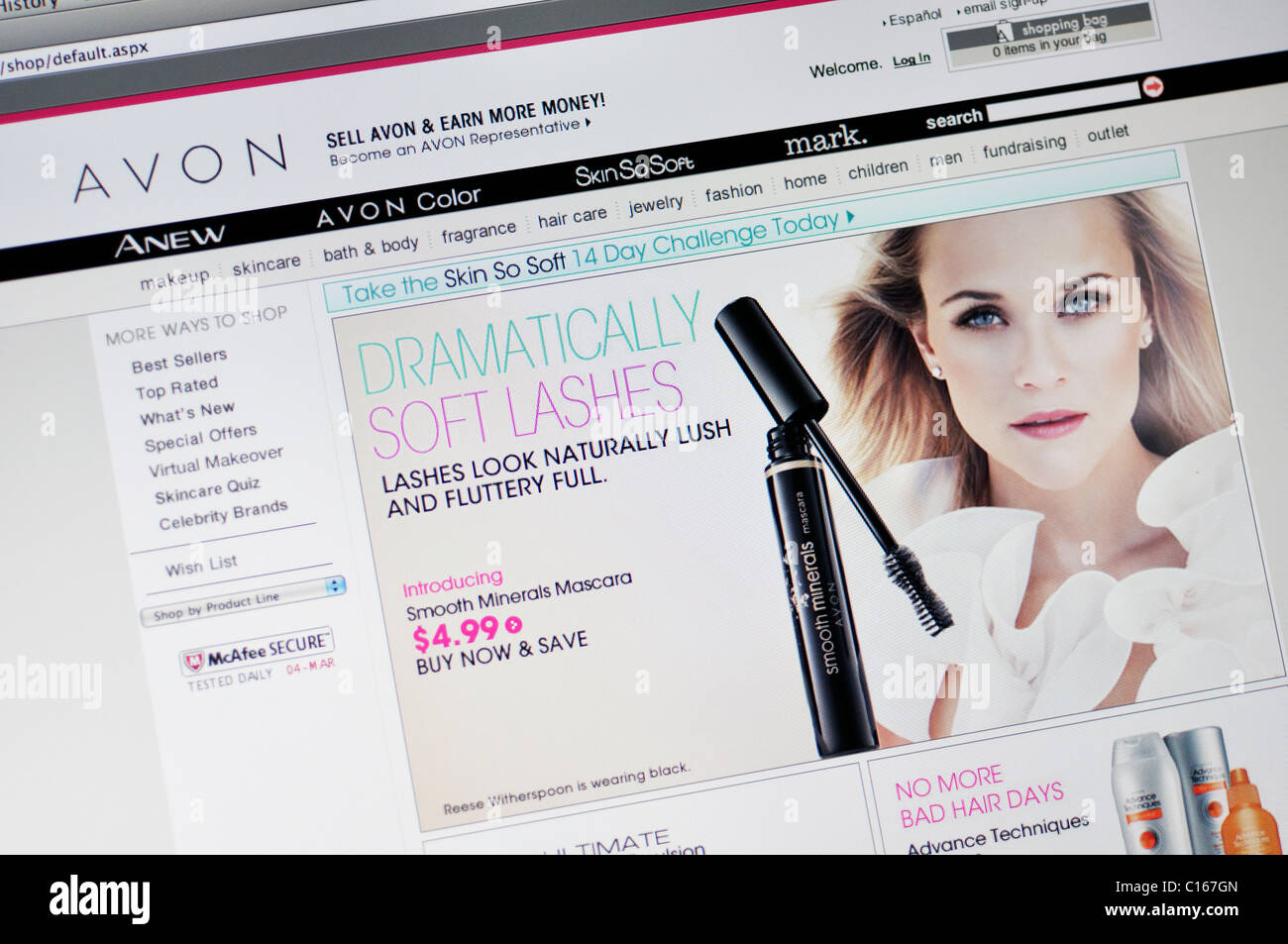 Avon Cosmetics website Stockfoto