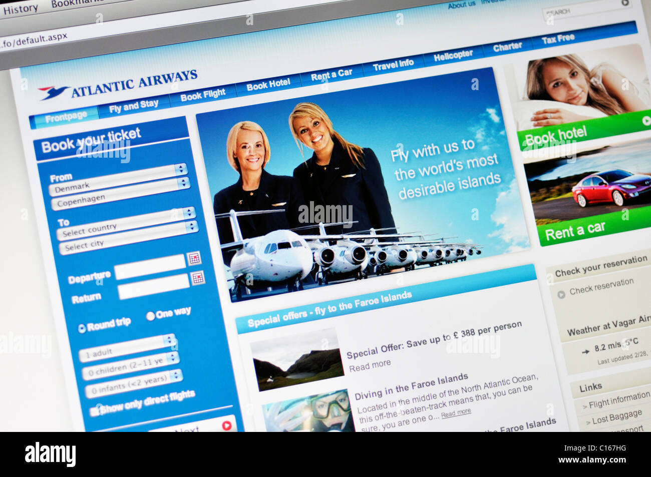 Website von Atlantic Air Airlines Stockfoto