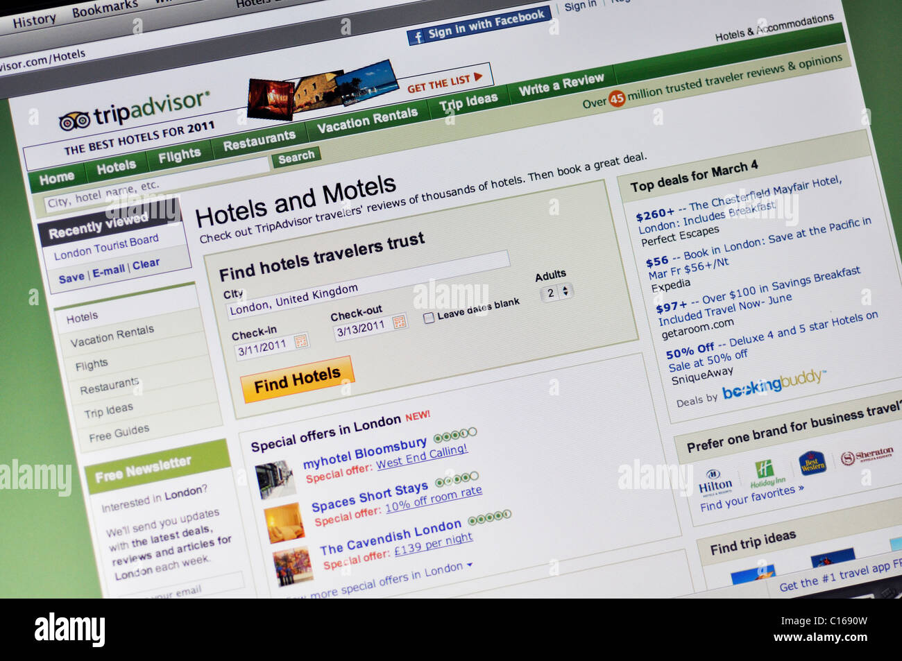 TripAdvisor Webseite Stockfoto