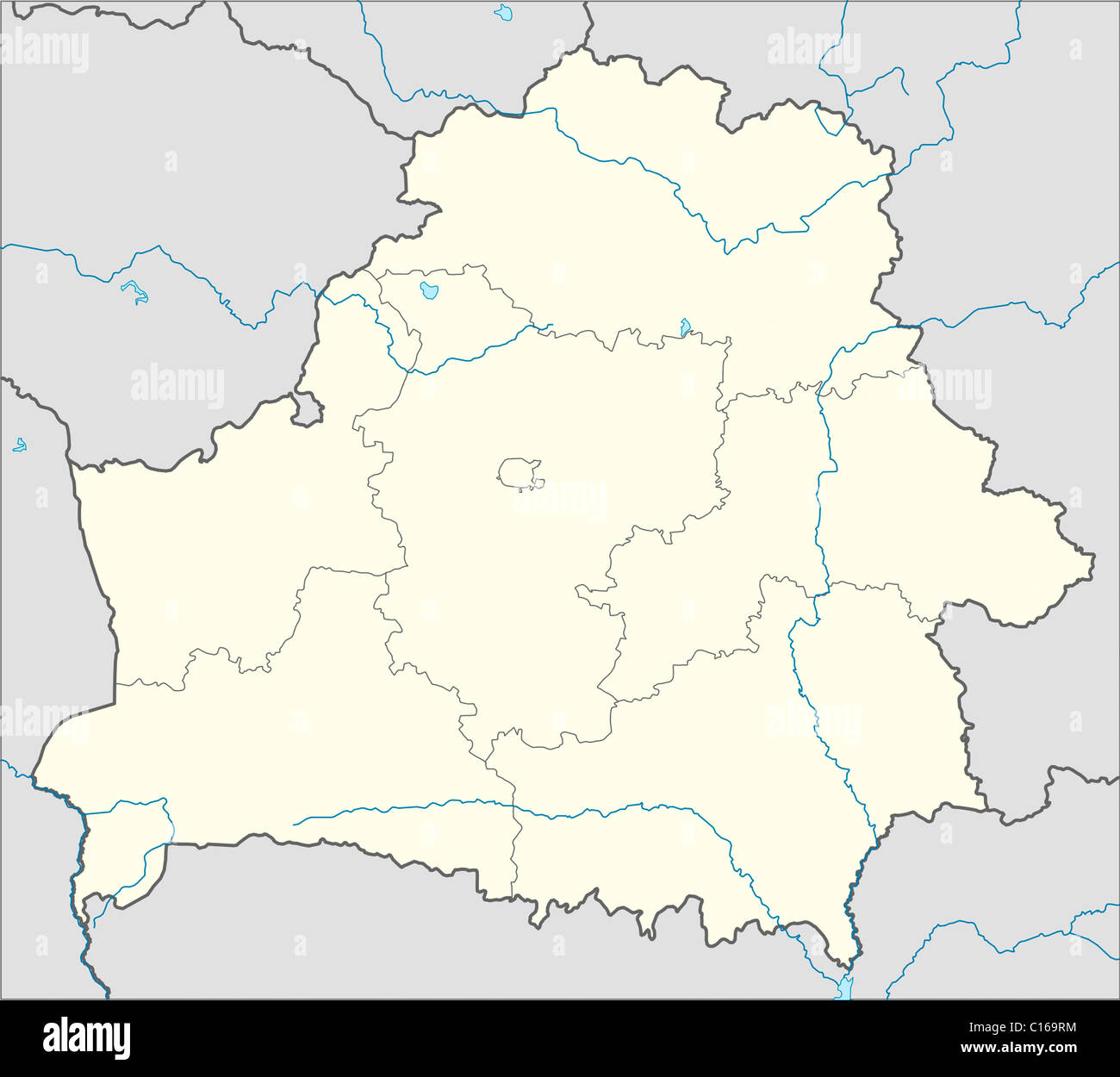 Landkarte von Belarus in Europa dargestellt. Stockfoto