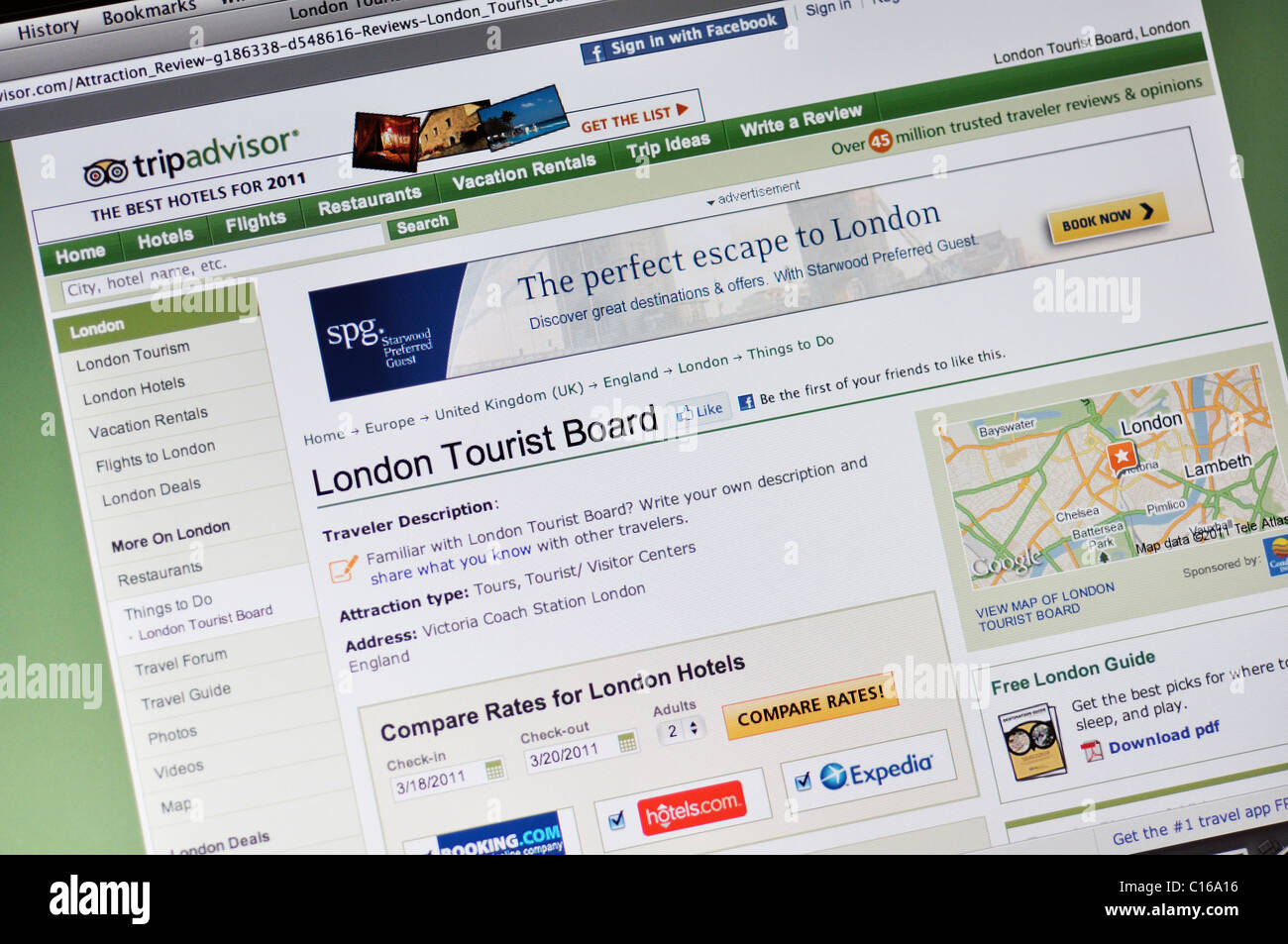 TripAdvisor Webseite Stockfoto