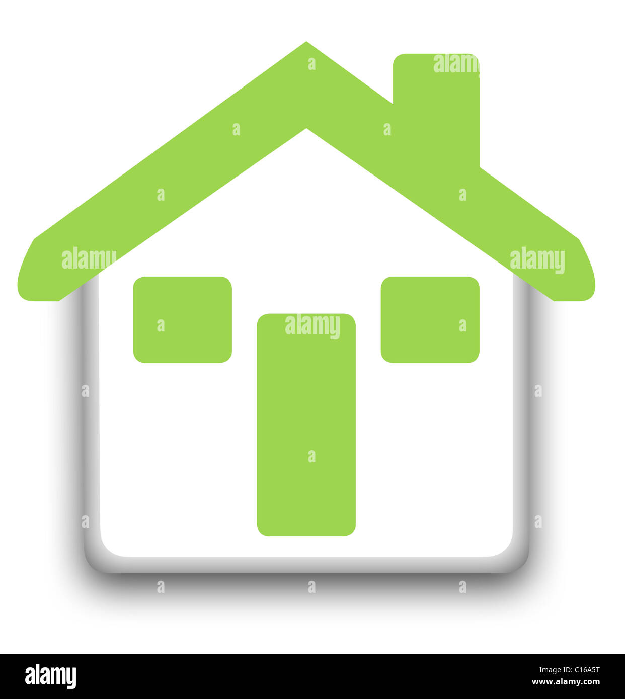 Green Eco Haus oder Taste "home" isoliert auf weißem Hintergrund. Stockfoto