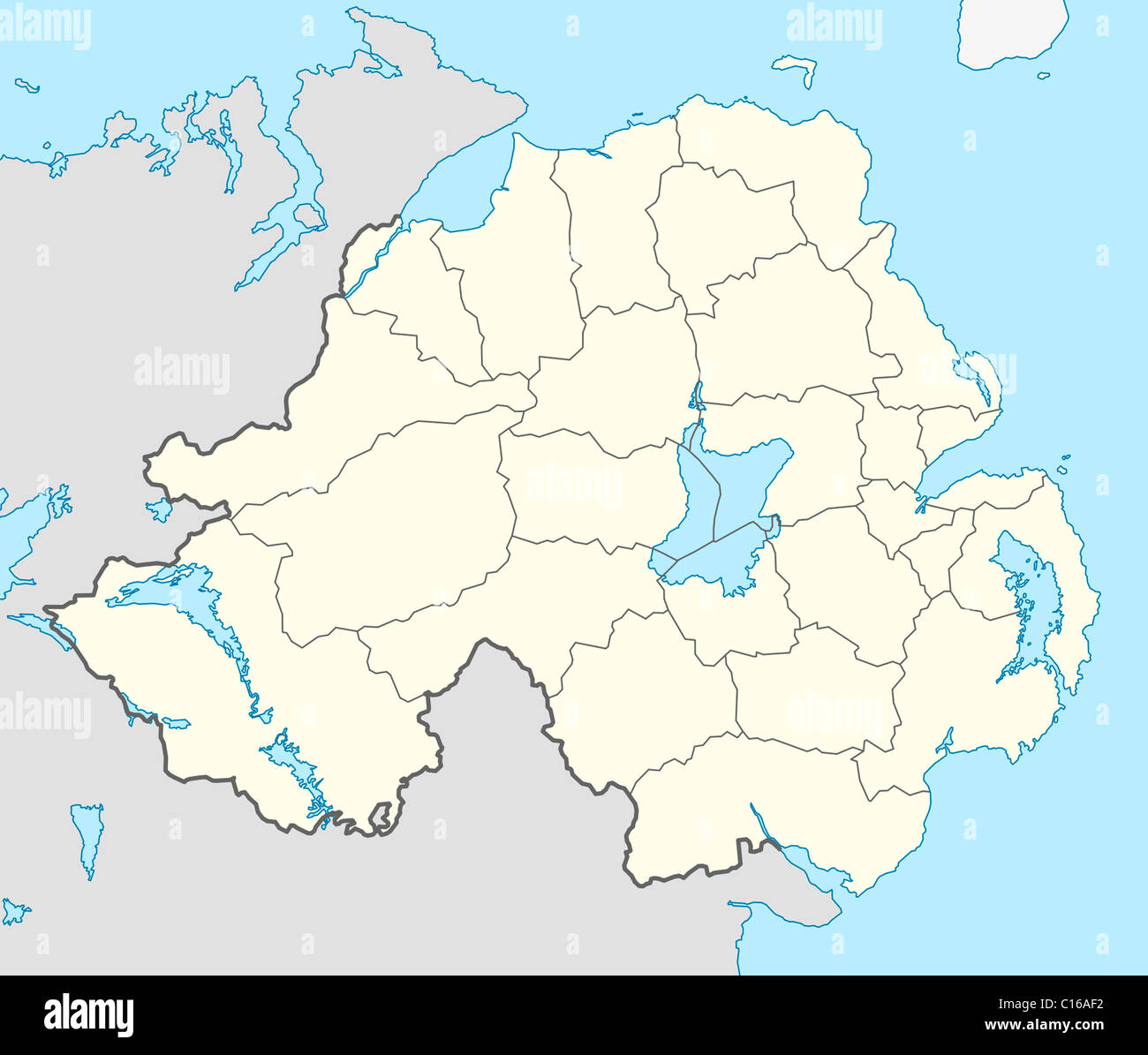 Landkarte von Nordirland in Europa dargestellt. Stockfoto