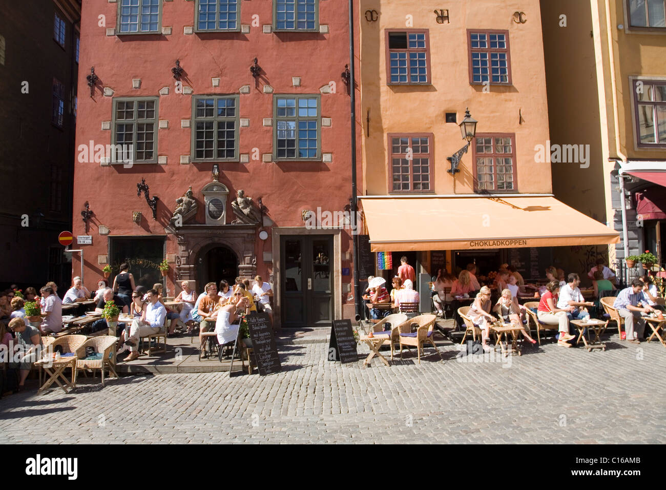 Straßencafés, Stortorget Platz, Gamla Stan, die Altstadt von Stockholm, Schweden, Skandinavien, Europa Stockfoto