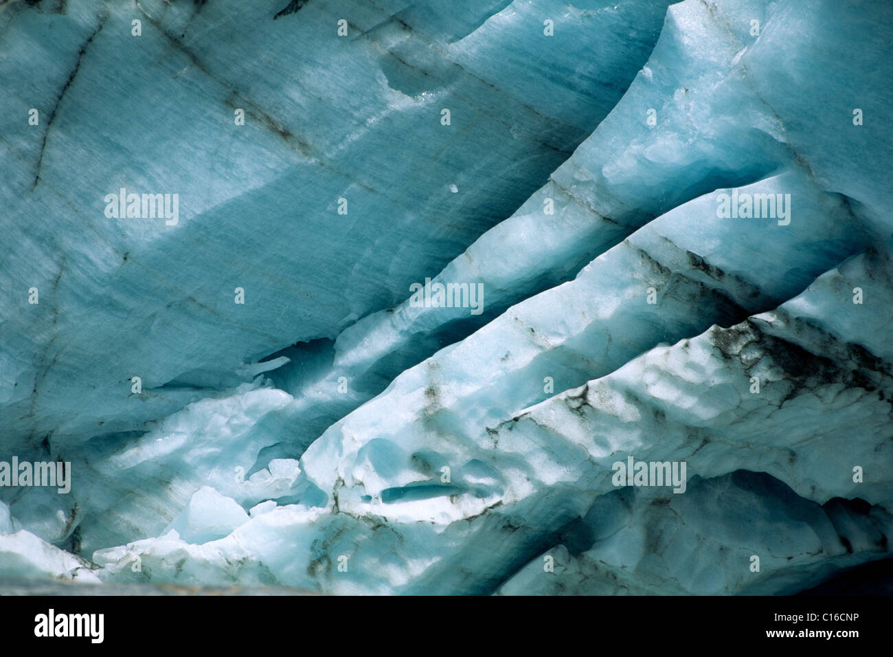 Bildung, Eis, Franz Josef Glacier, Ka Roimata o Hinehukatere in Māori, Südinsel, Neuseeland Stockfoto