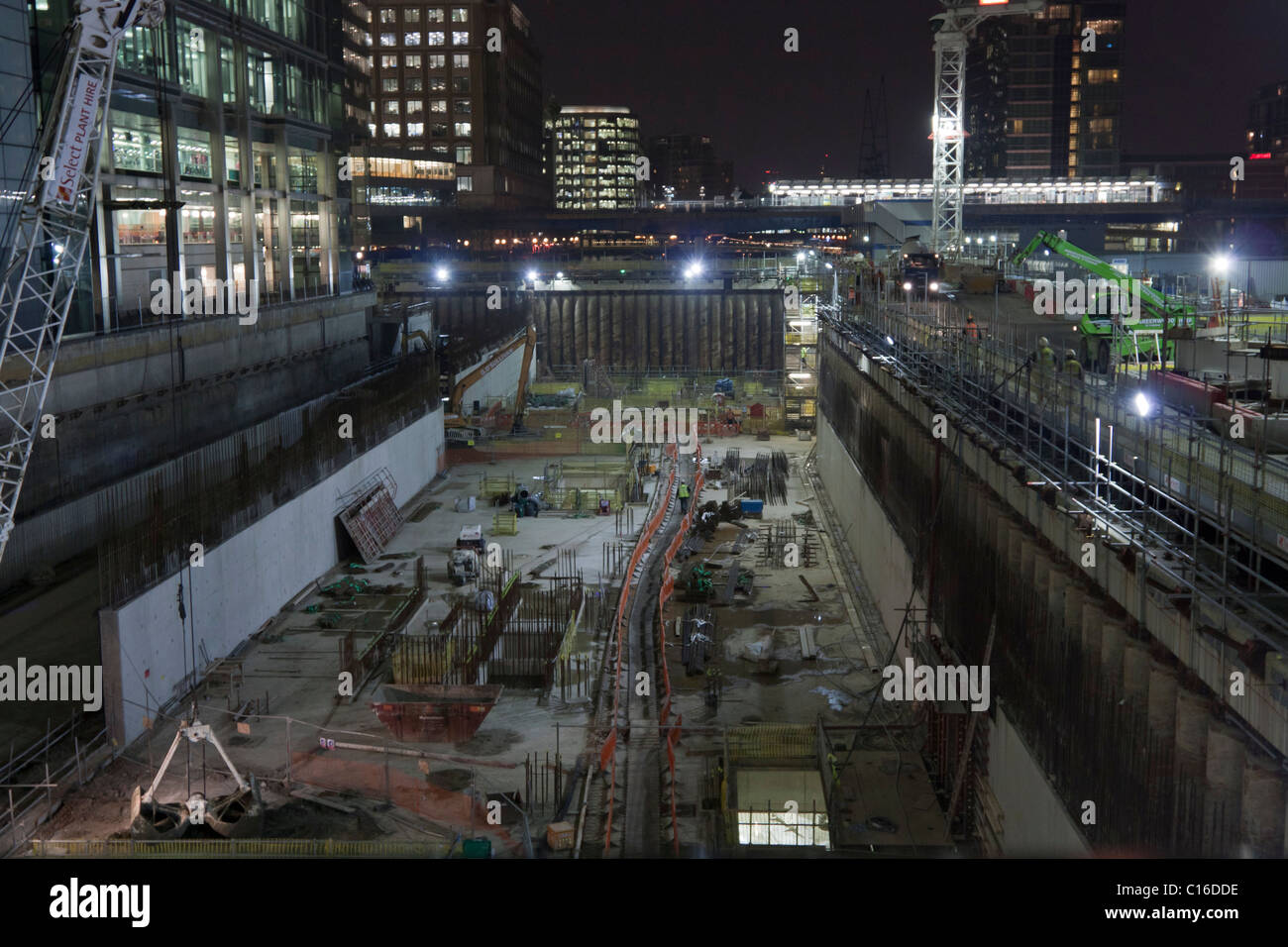 Canary Wharf Crossrail Station Bau - Docklands - London Stockfoto