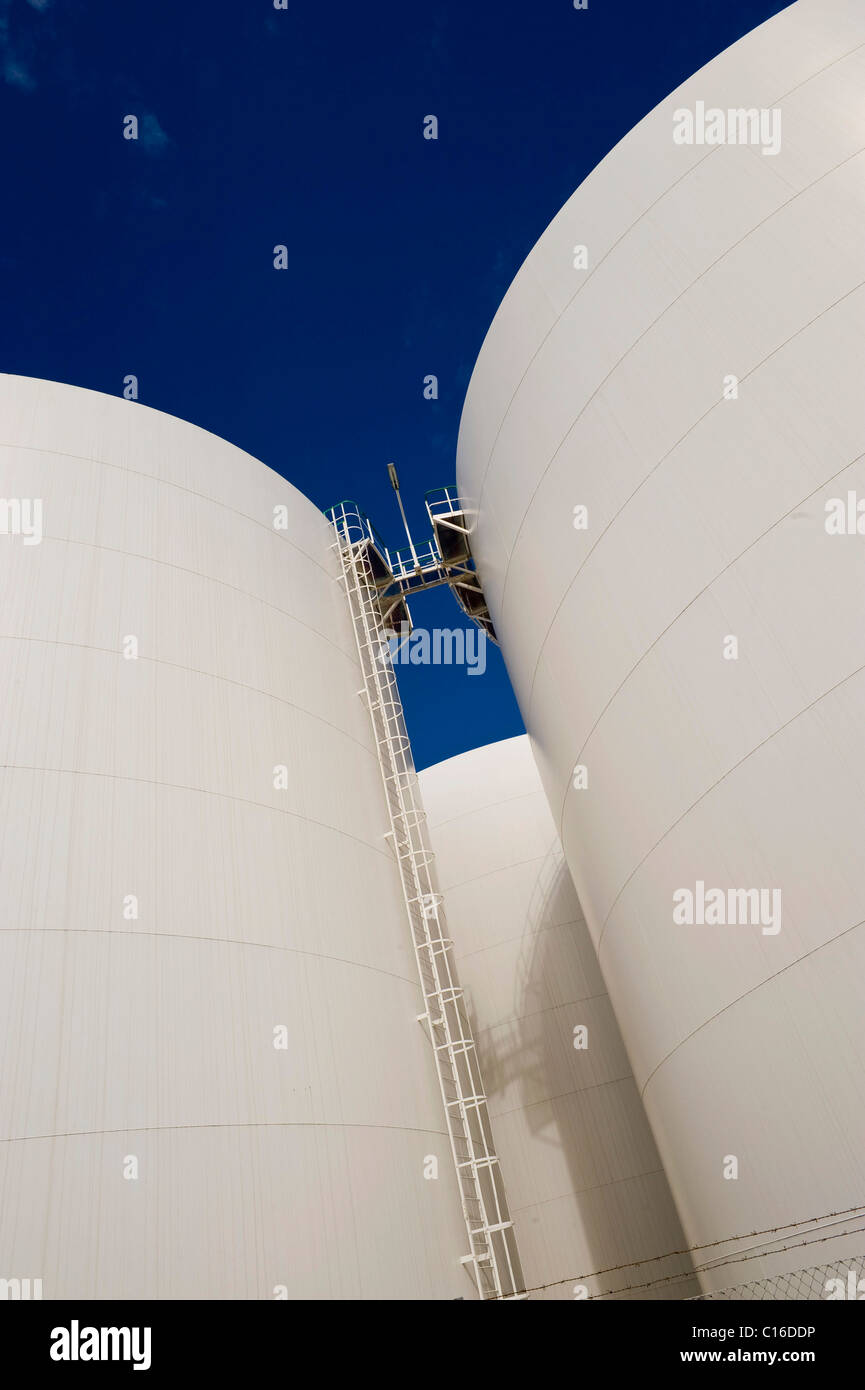 Lagertanks für die Firma Unitank für Heizöl und Diesel Kraftstoff, Berlin, Deutschland, Europa Stockfoto