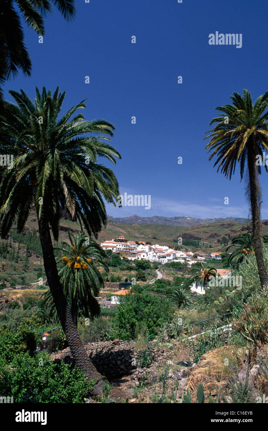 Stadt von Fataga, Gran Canaria, Kanarische Inseln, Spanien, Europa Stockfoto