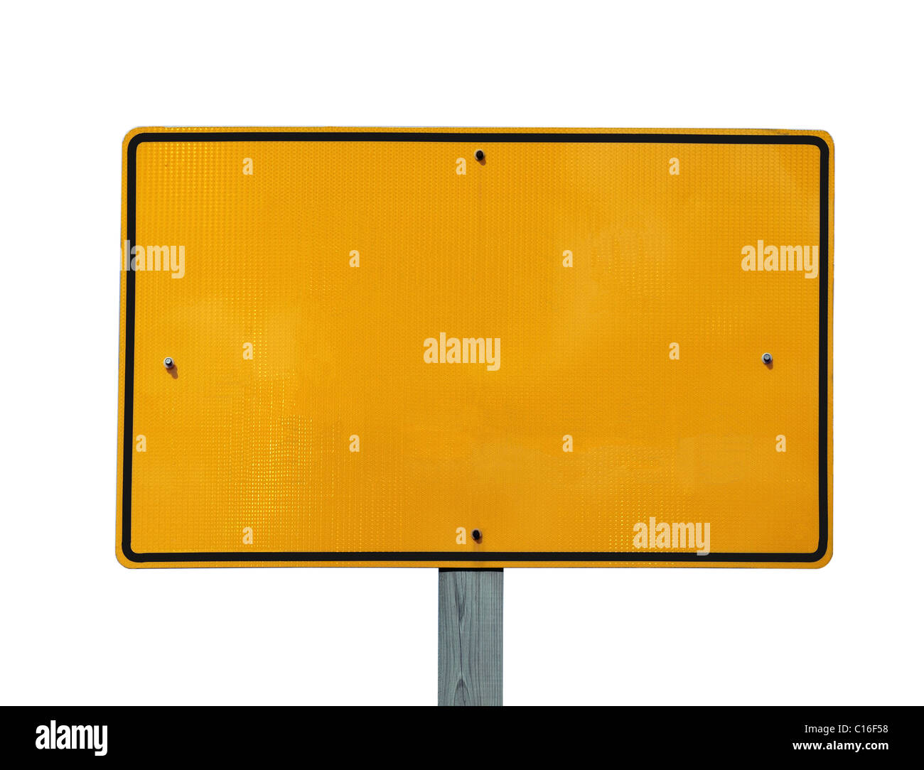 Leere reflektierende gelbe Autobahn Nachricht Zeichen. Stockfoto
