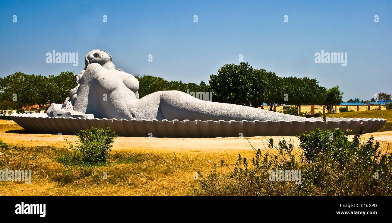 öffentliche Nixe Skulptur in Trivandrum, Kerala, Indien Stockfoto