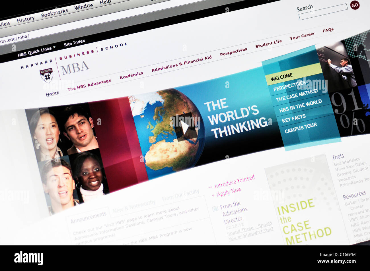 Website der Harvard Universität - Business School Stockfoto
