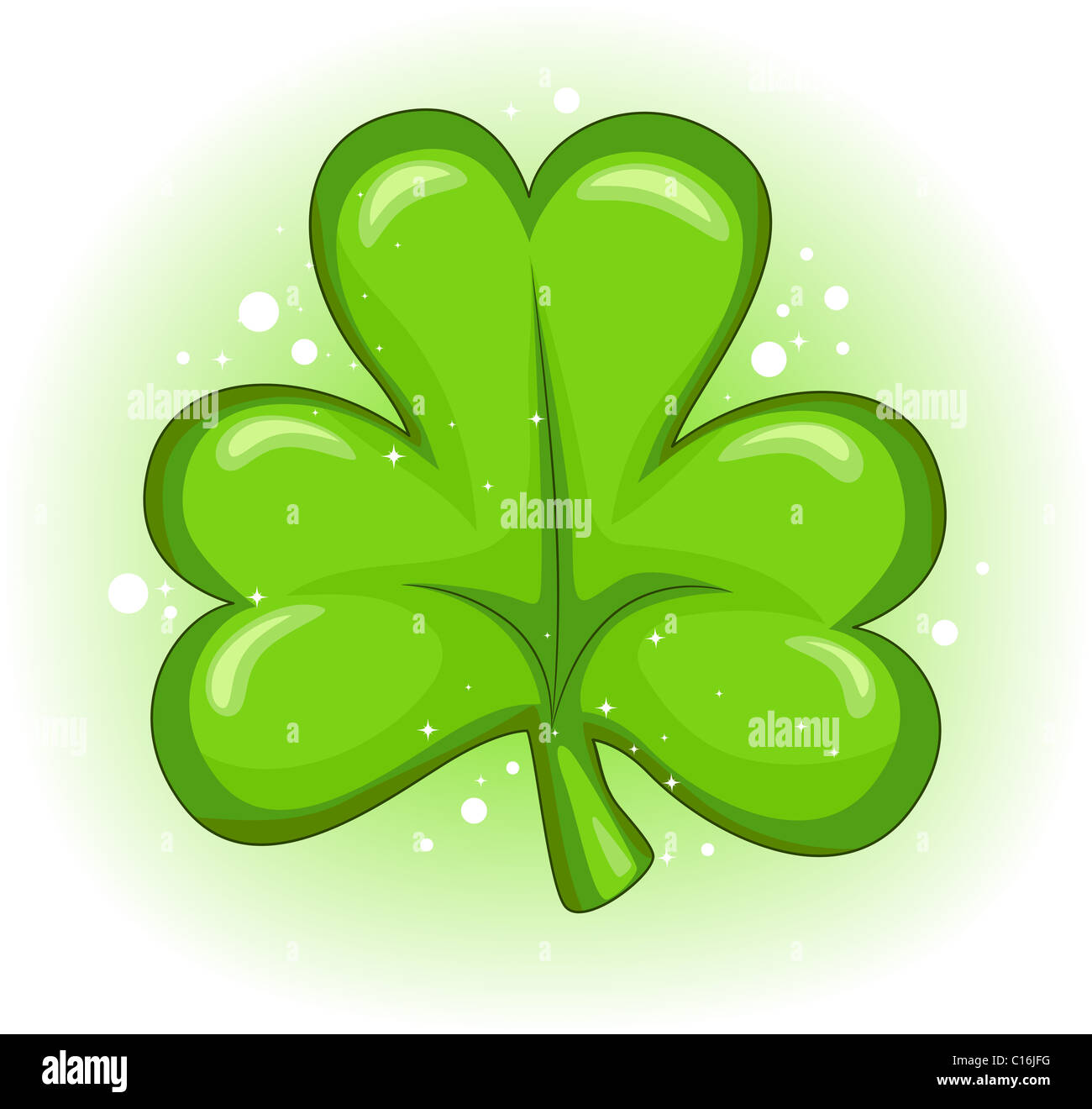 Beispiel für ein großes Kleeblatt vor einem weißen Hintergrund Stockfoto