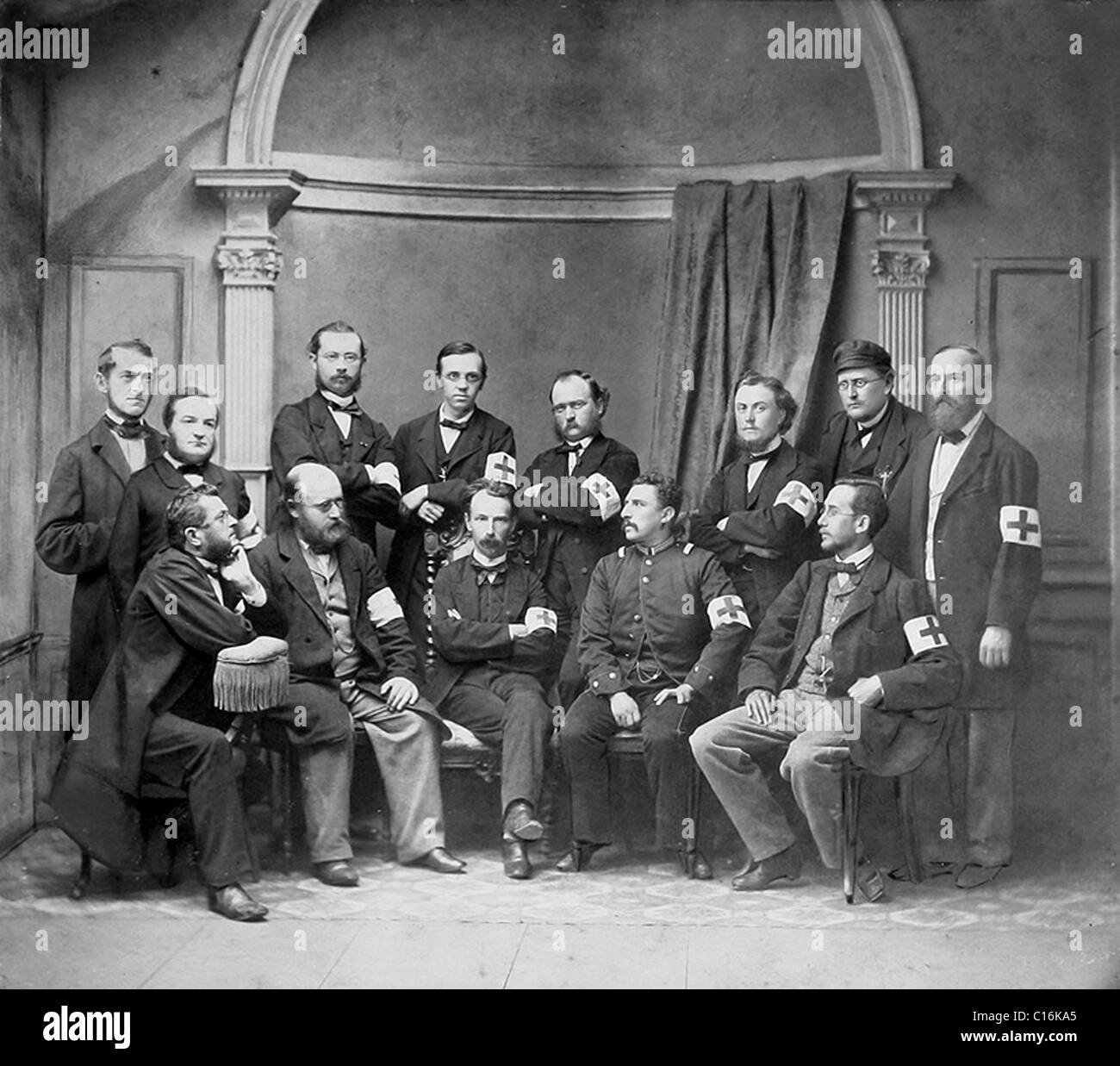 Historisches Foto, Rotes Kreuz, rotes Kreuz, Sanitäter, um 1880 Stockfoto