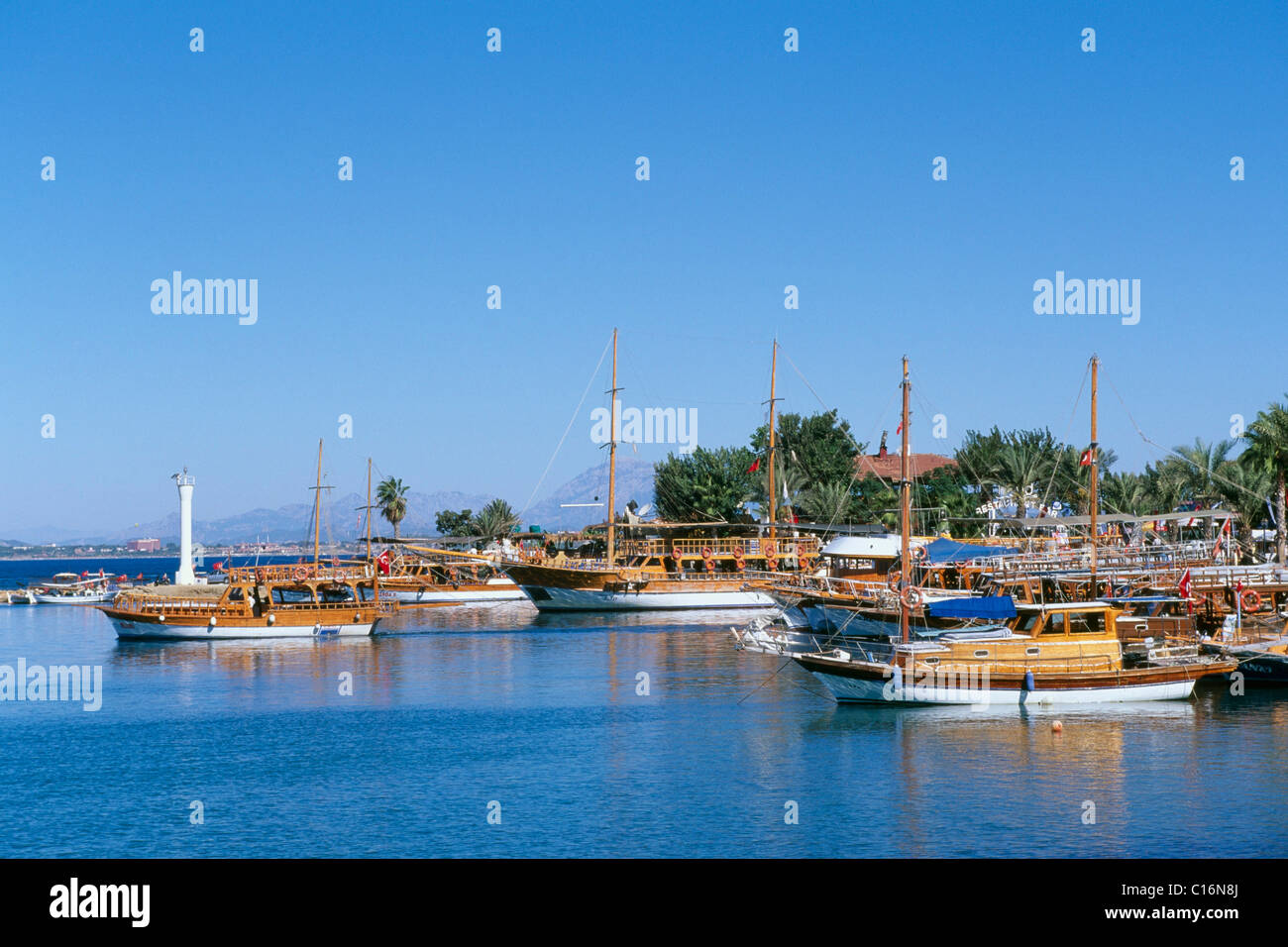 Hafen, Side, türkische Riviera, Türkei, Eurasien Stockfoto