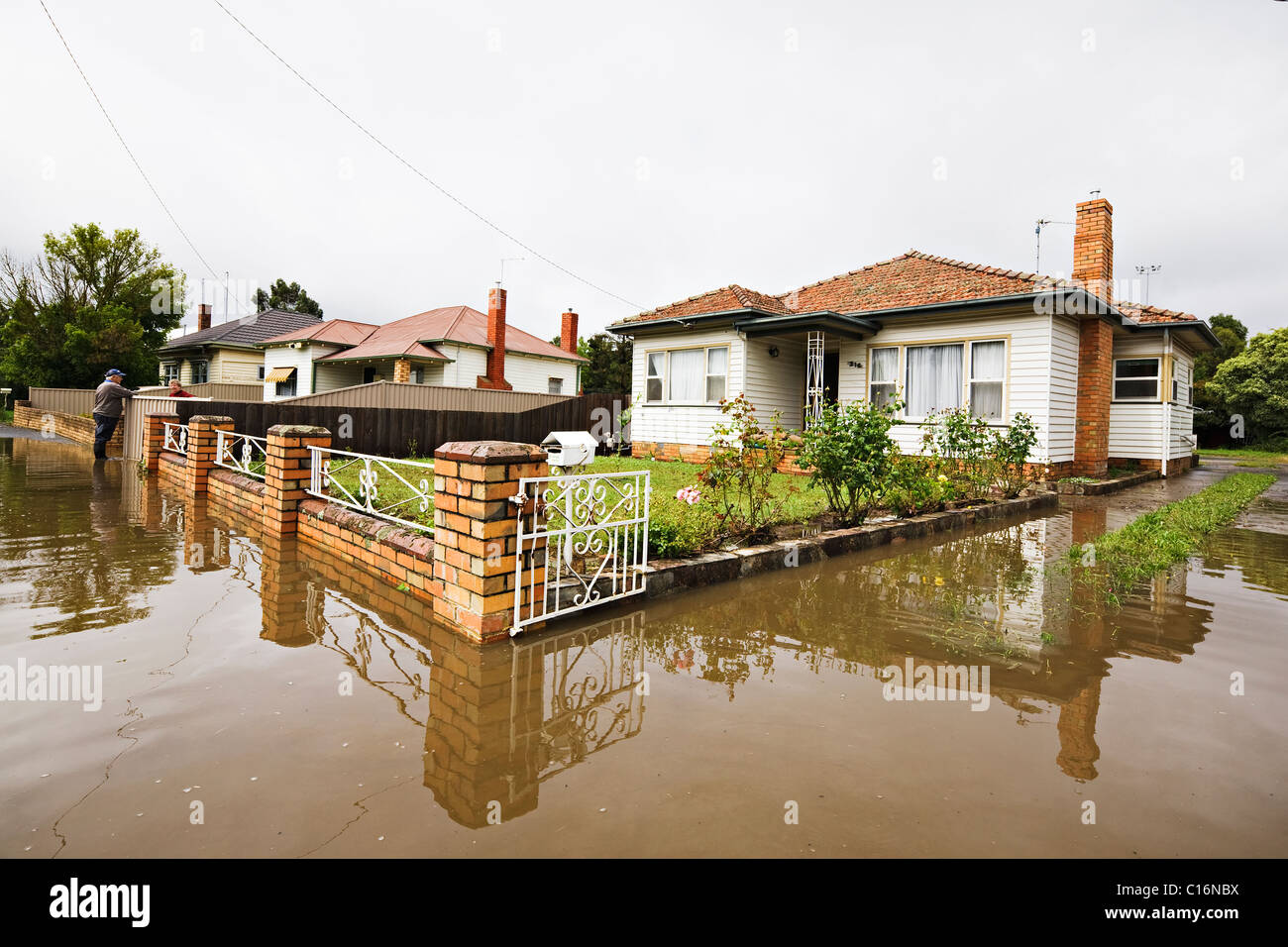 Sturzfluten Sie in der Stadt Ballarat Victoria Australien. Stockfoto