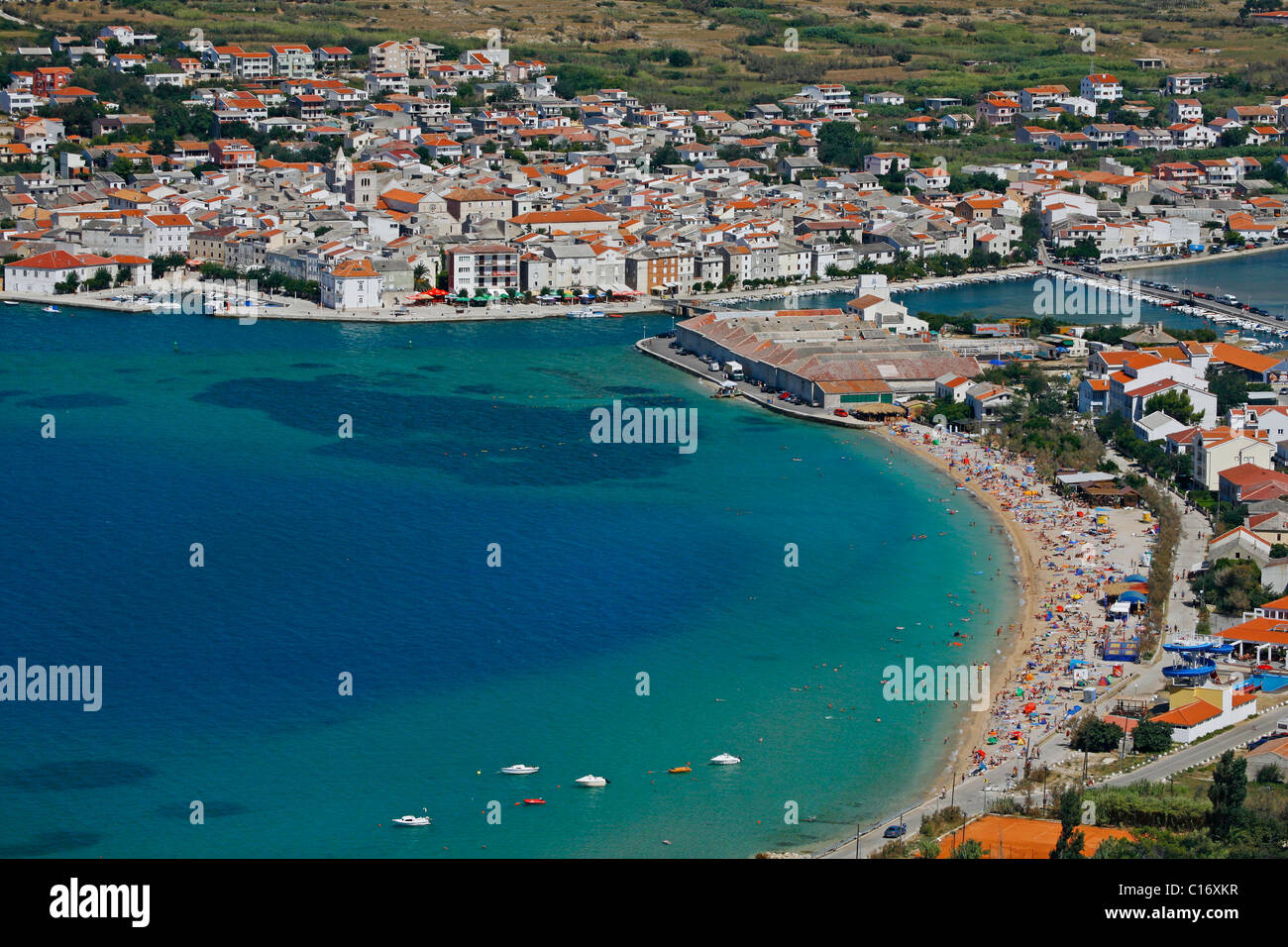 Panorama der Stadt Pag, Kroatien Stockfoto