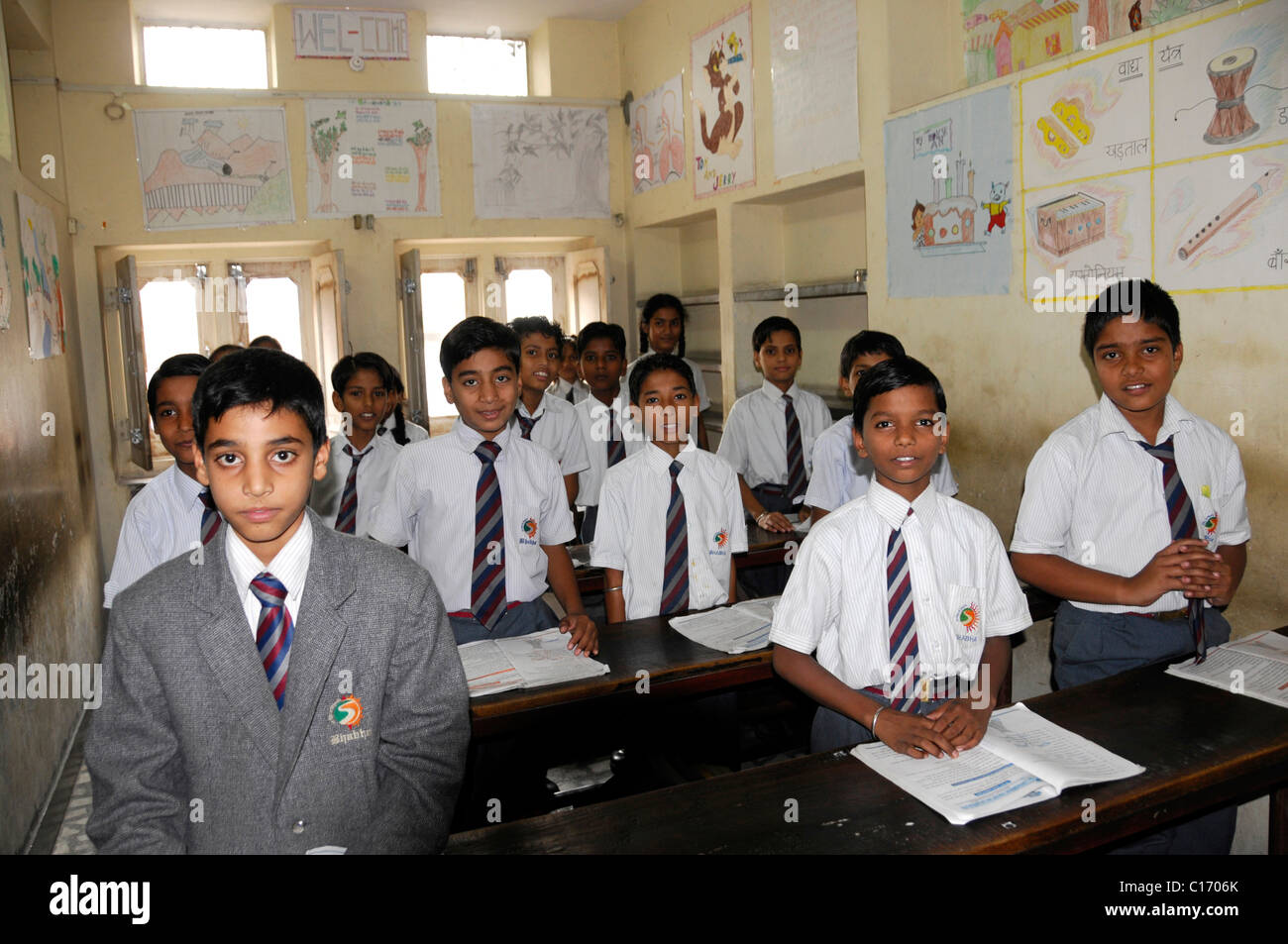 Schulklasse, Jaipur, Rajasthan, Nordindien, Asien Stockfoto