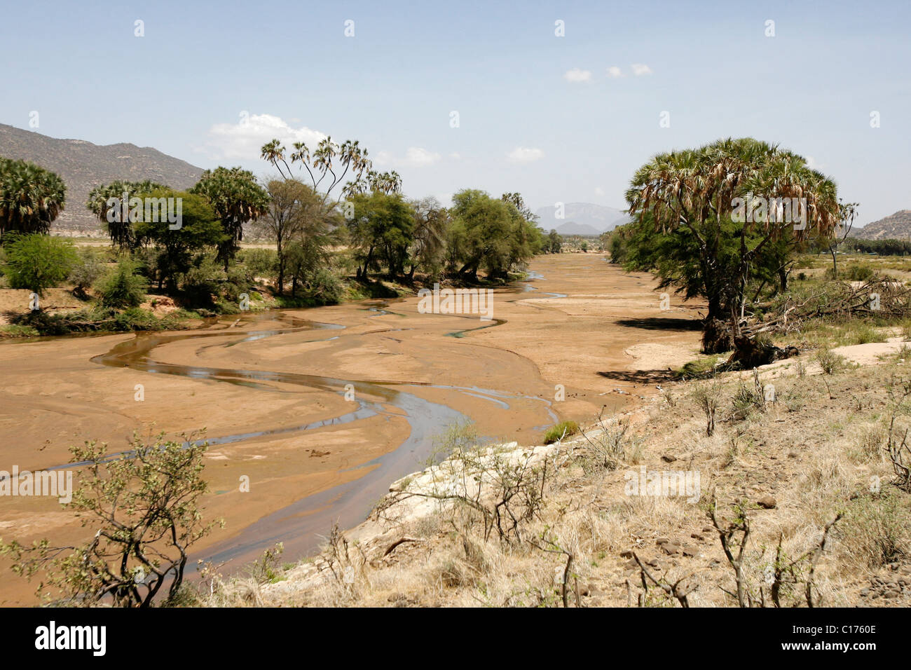 Der Ewaso Ng'iro-Fluss, der durch die Samburu National Reserve in Kenia läuft Stockfoto