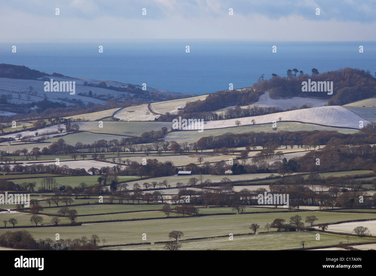 Blick vom Pilsden Pen im Winter, Jurassic Coast, World Heritage Site, Dorset, Südwestengland, England, UK, Vereinigtes Königreich, GB Stockfoto