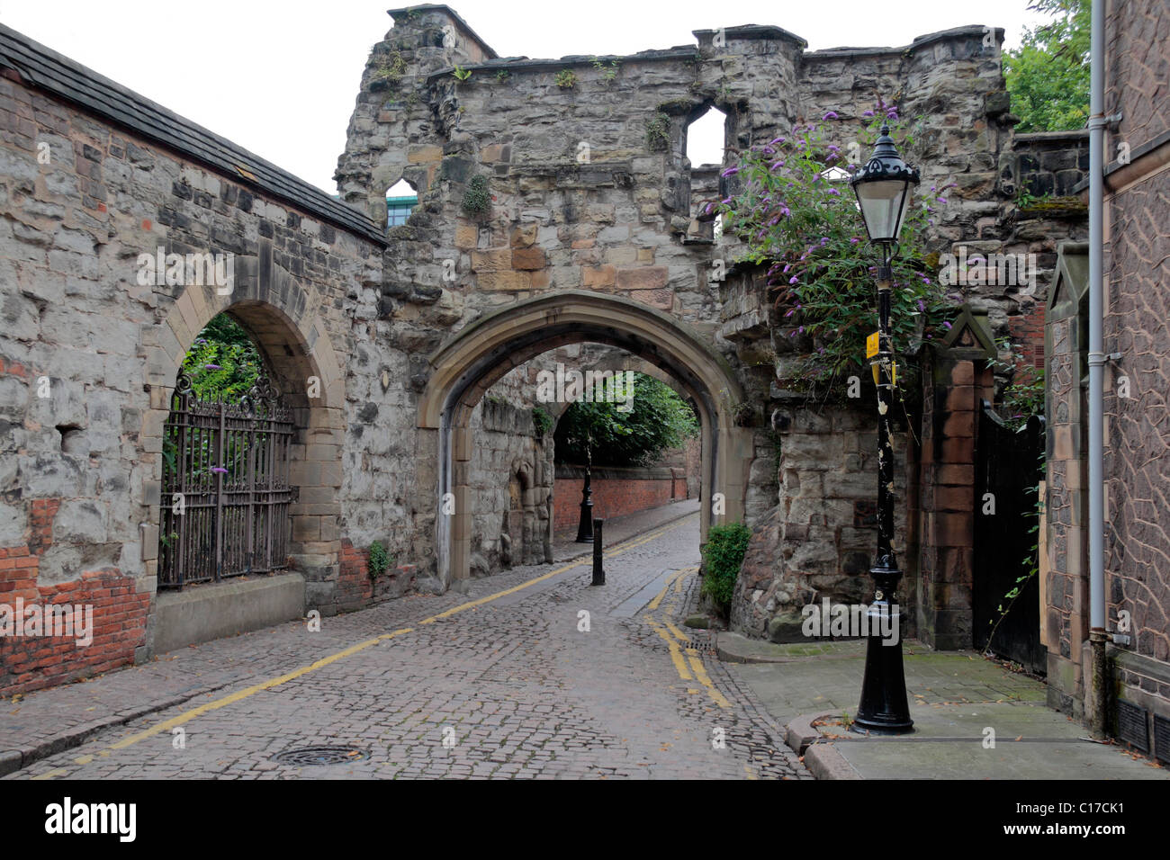 Schloss Haus und Turm Gateway in Leicester, Leicestershire, England. Stockfoto