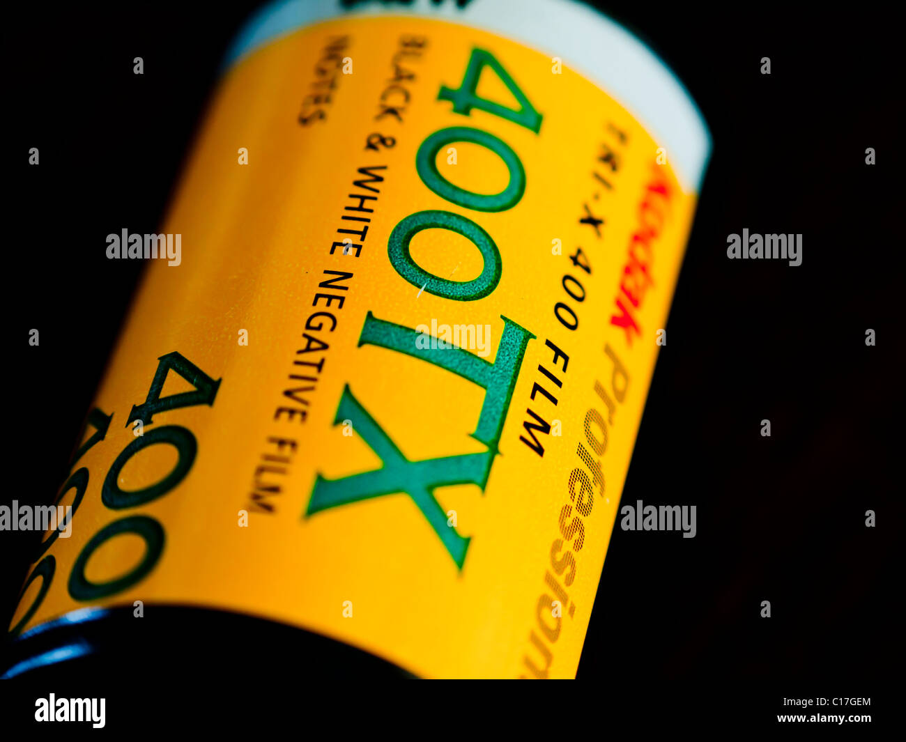 Kassette von Kodak 35mm 400 ISO Tri -X Pfanne schwarz / weiß Film. Stockfoto