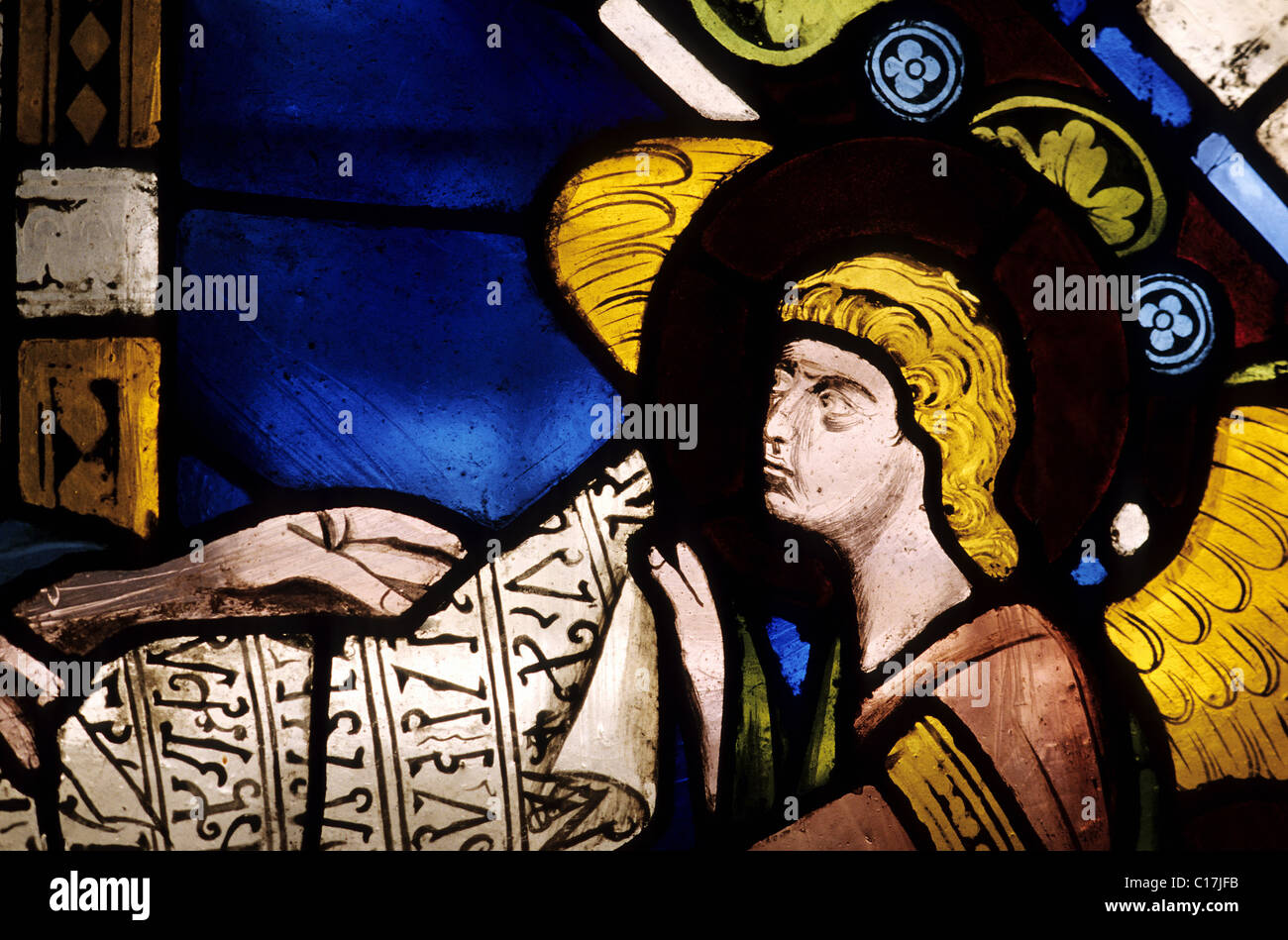 Italien, Toskana, Siena, Duccio di Buoninsegna Glasmalerei-Fenster Restaurierung an den Dom von Siena (Duomo) Stockfoto