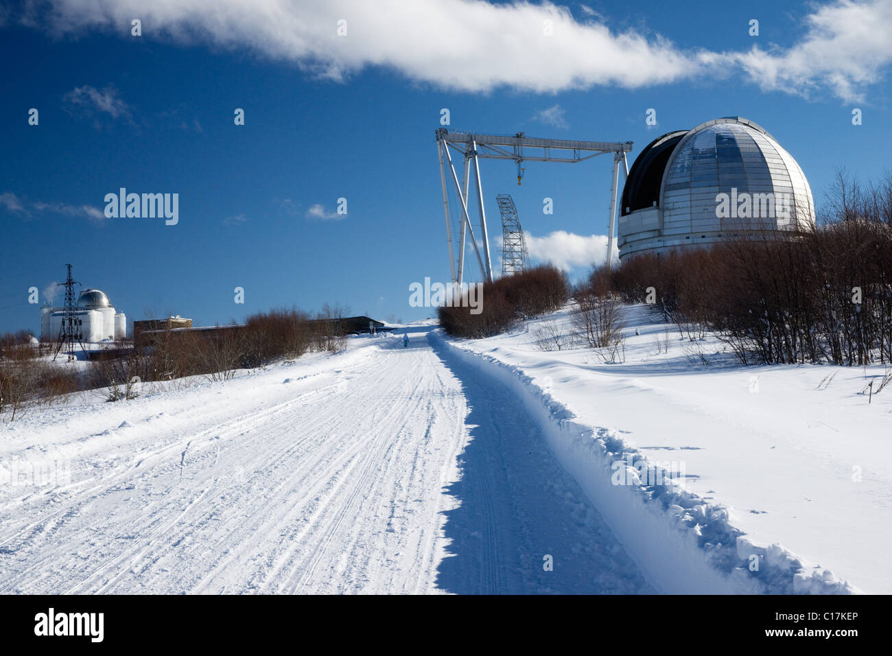 BTA-6-Teleskop. Spezielle Astrophysical Observatory, Kaukasus, Russland Stockfoto