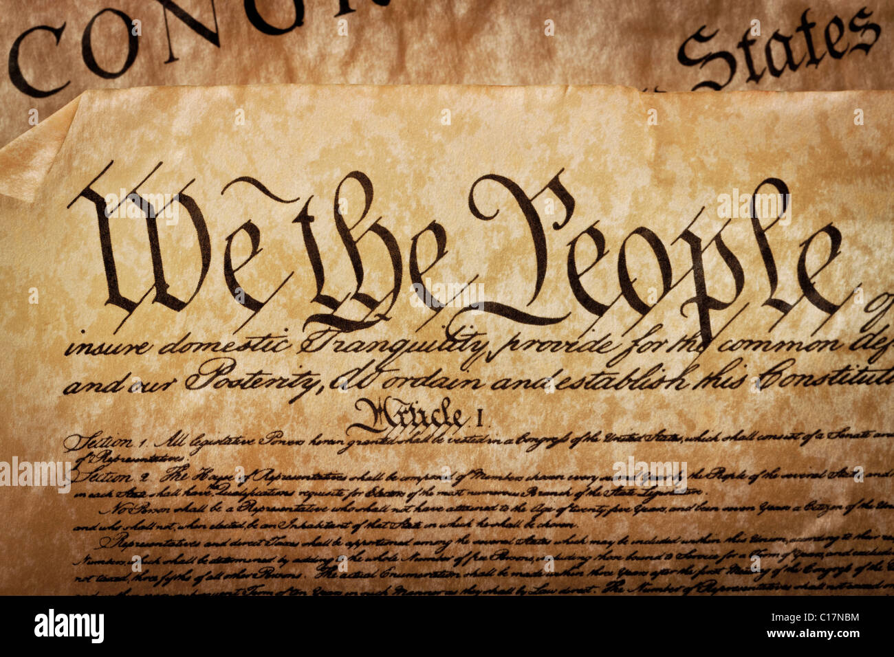 Die Verfassung der Vereinigten Staaten von Amerika Stockfoto