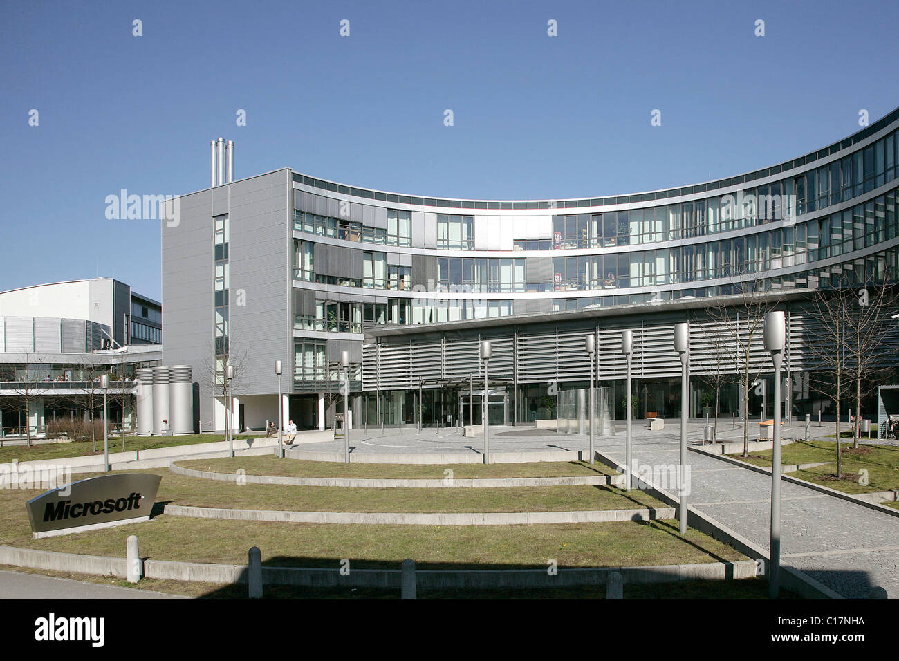 Deutsches und europäisches Hauptquartier für Microsoft GmbH in Unterschleißheim bei München, Bayern, Deutschland, Europa Stockfoto