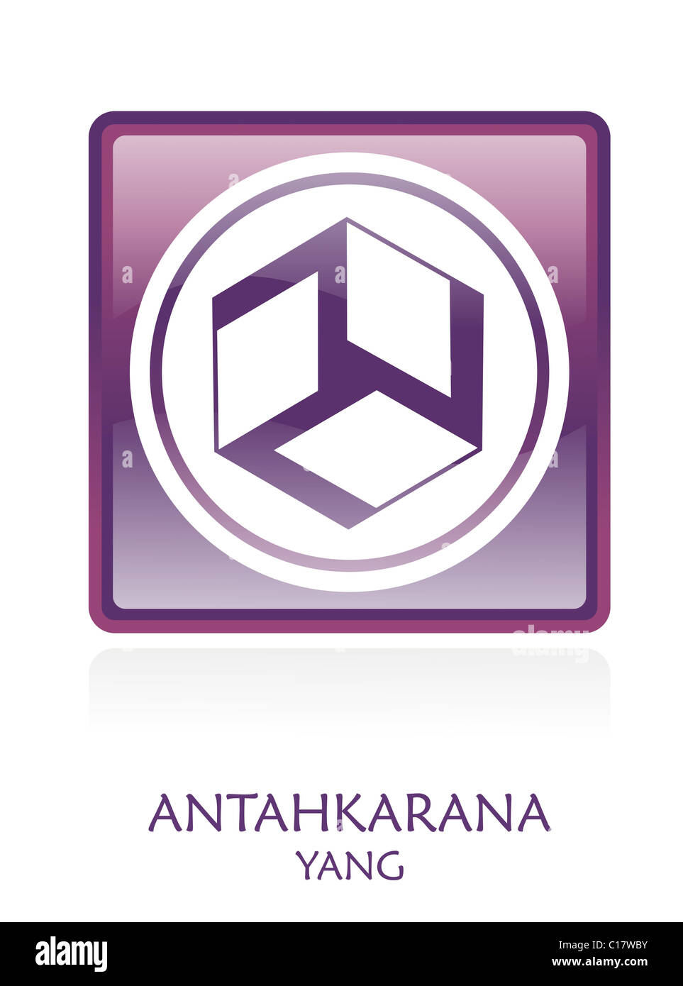 Antahkarana YANG Symbol Symbol in ein Veilchen runden Platz. Vektor-Datei zur Verfügung. Stockfoto