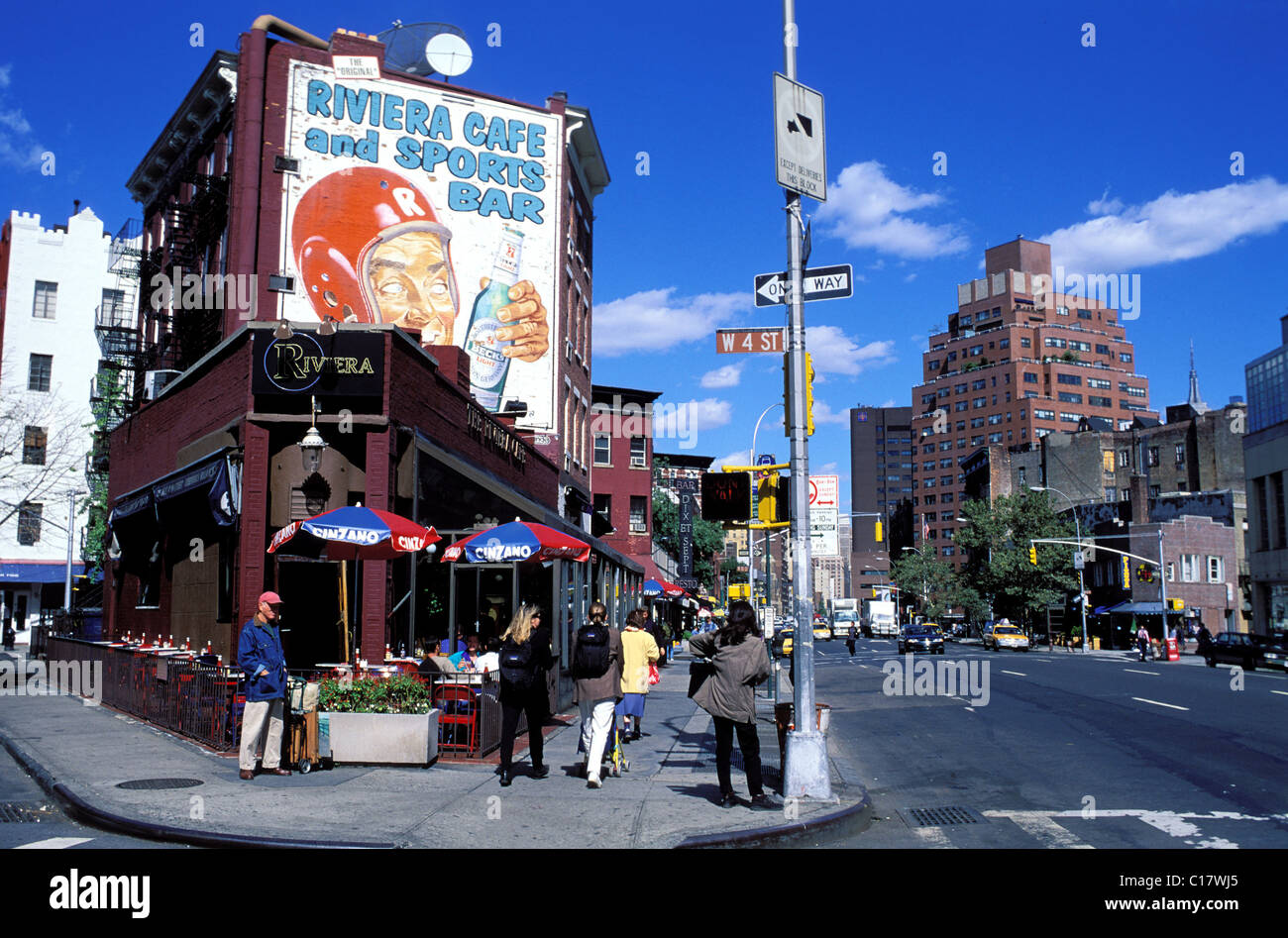 USA, New York City, Manhattan, Greenwich Village, W4 Straße und Seventh Avenue: die Riviera Cafe Stockfoto