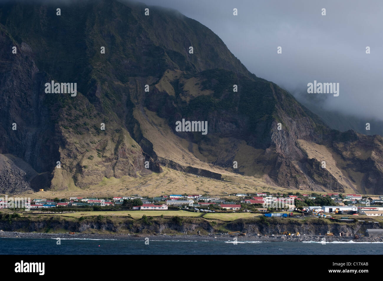 Die Abwicklung von Edinburgh der sieben Meere, auf der Insel Tristan Da Cunha. Seltene ungewöhnliche Bild. Süd-Atlantik. Stockfoto