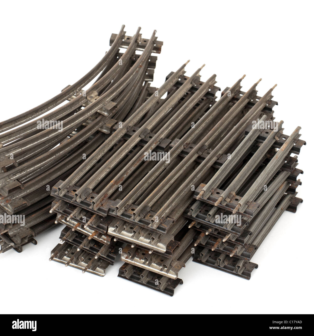 Sammlung von dreißiger Jahre Modelleisenbahn Spur (O-Manometer, 3-Leiter) Stockfoto
