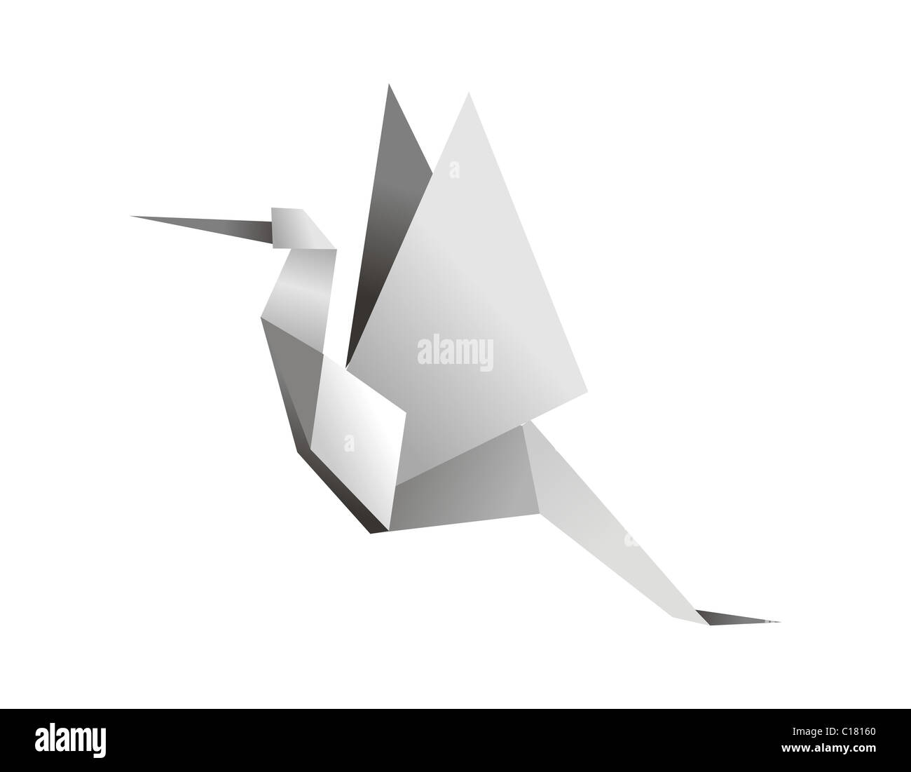 Ein Origami-grauen Farben-Storch. Vektor-Datei zur Verfügung. Stockfoto