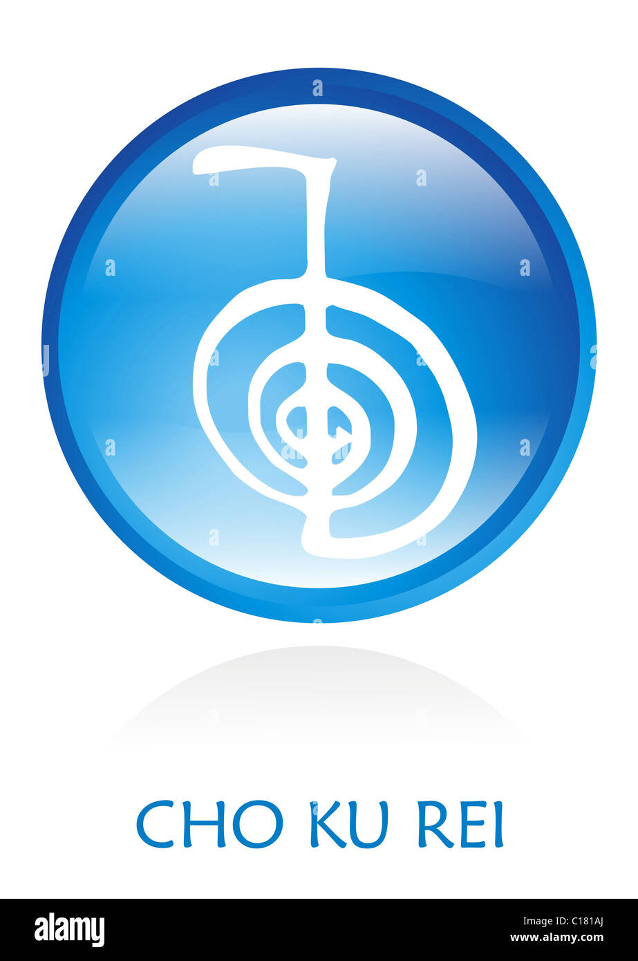 Reiki-Symbol gerundet mit einem blauen Kreis. Vektor-Datei zur Verfügung. Stockfoto
