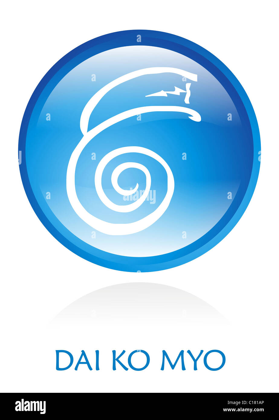 Reiki-Symbol gerundet mit einem blauen Kreis. Vektor-Datei zur Verfügung. Stockfoto