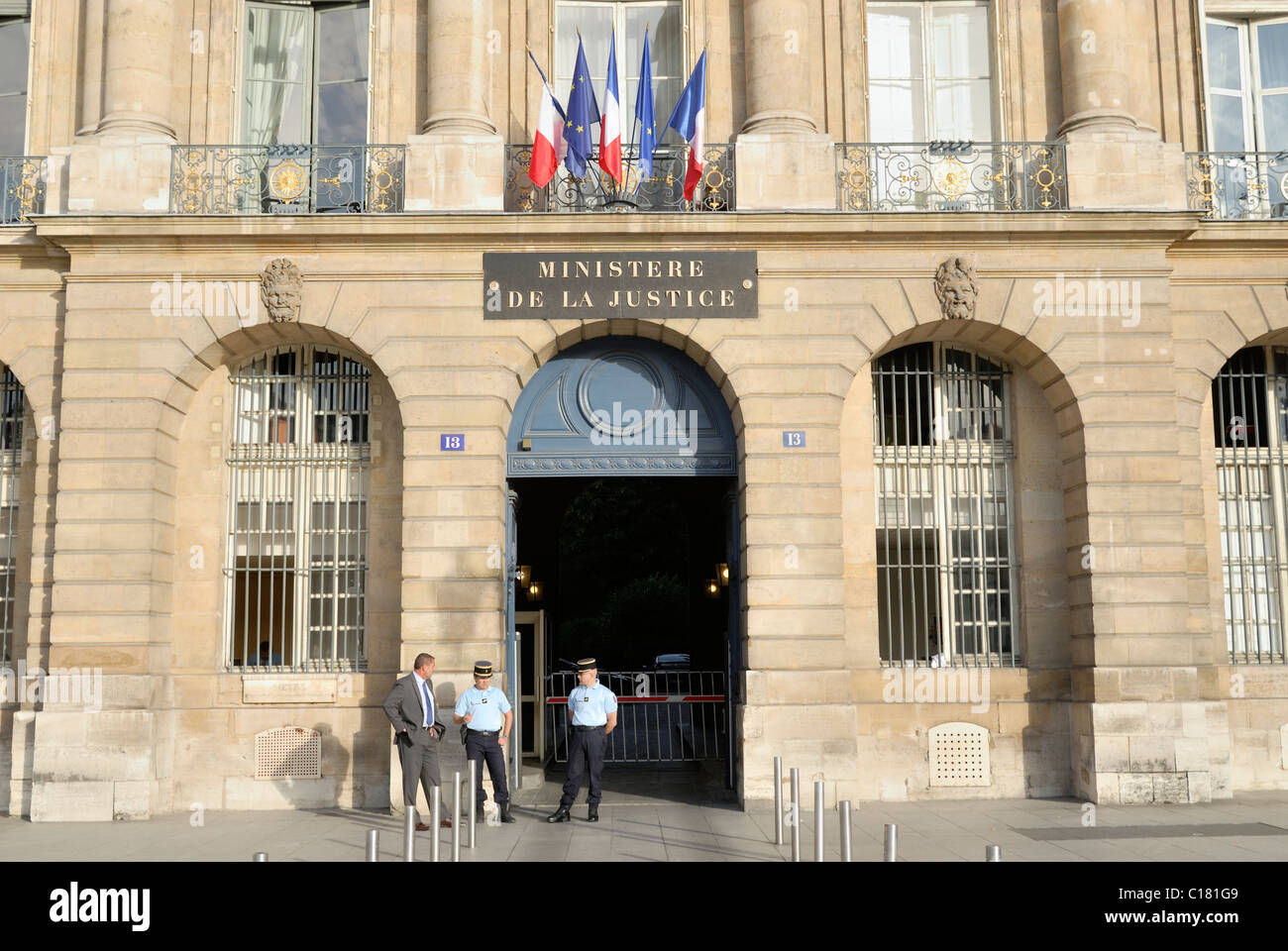 Justizministerium Gebäude befindet sich in 13 Place Vendome, Paris Frankreich. Stockfoto